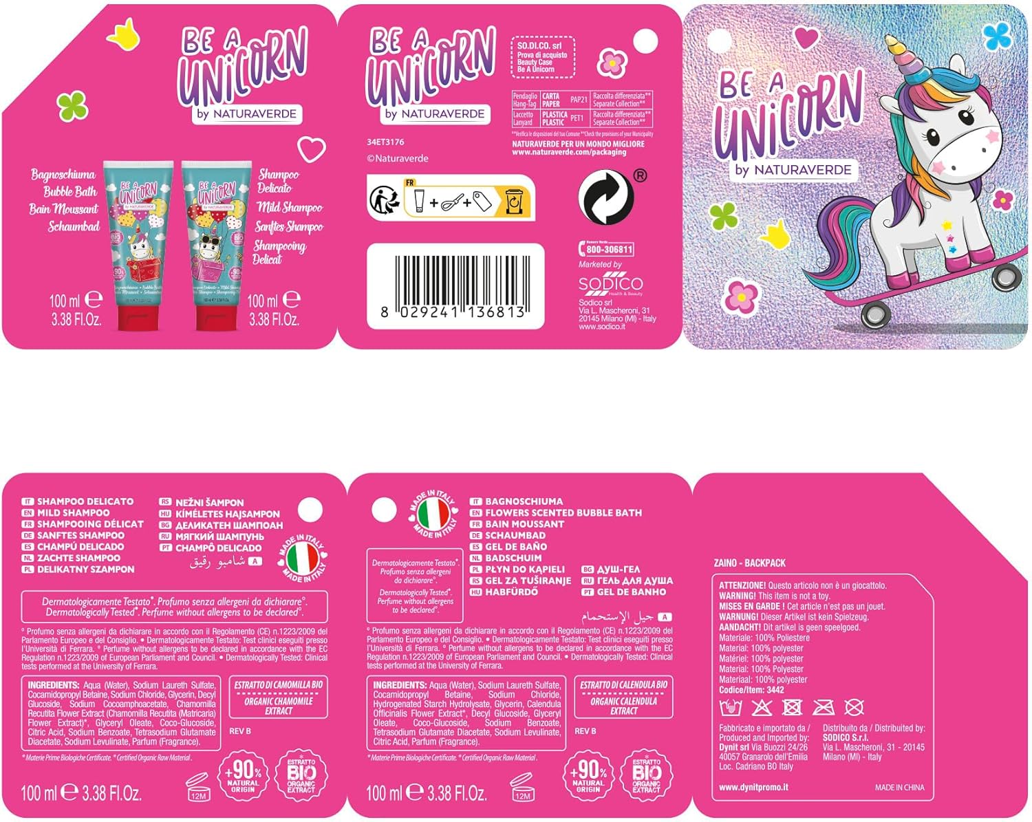 Thumbnail 3 de Naturaverde Kids Be A Unicorn Giftset: shampoo e bagnoschiuma da 100 ml + zainetto unicorni