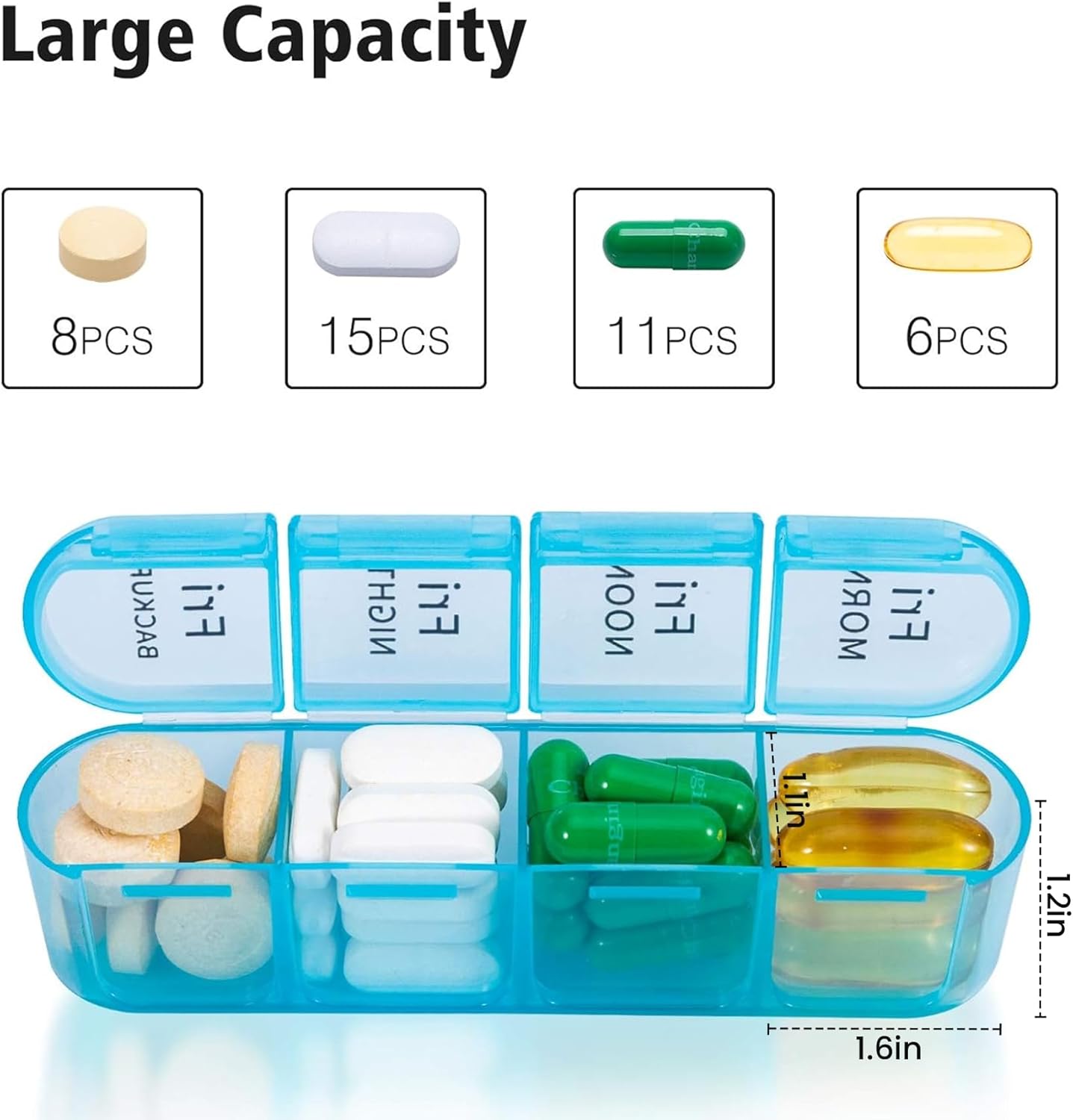 Thumbnail 1 de Betife Weekly Pill Box 7‑Day, 4‑Compartment organiser 💊