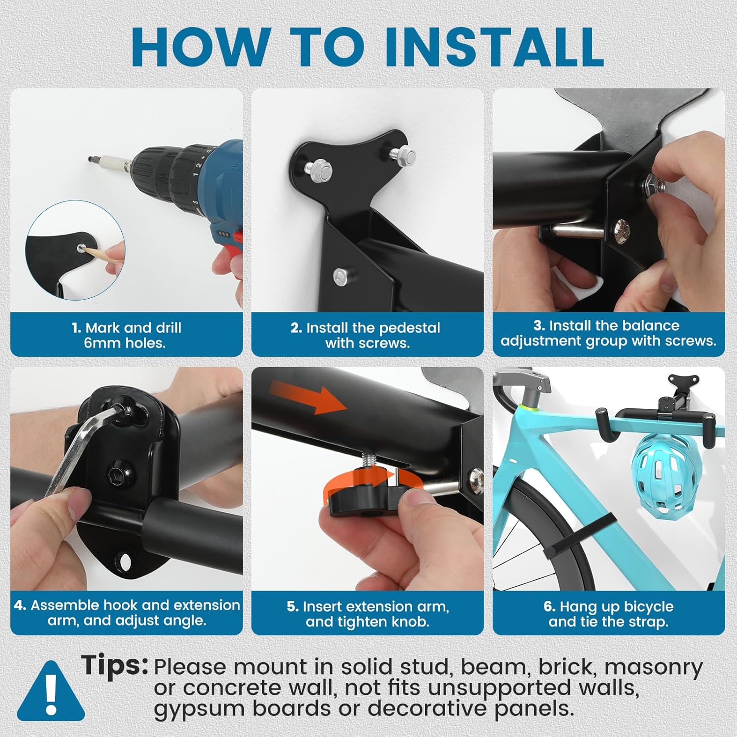 Thumbnail 5 de Housolution Bike Wall Mount 4-pack, 48.5 lb capacity