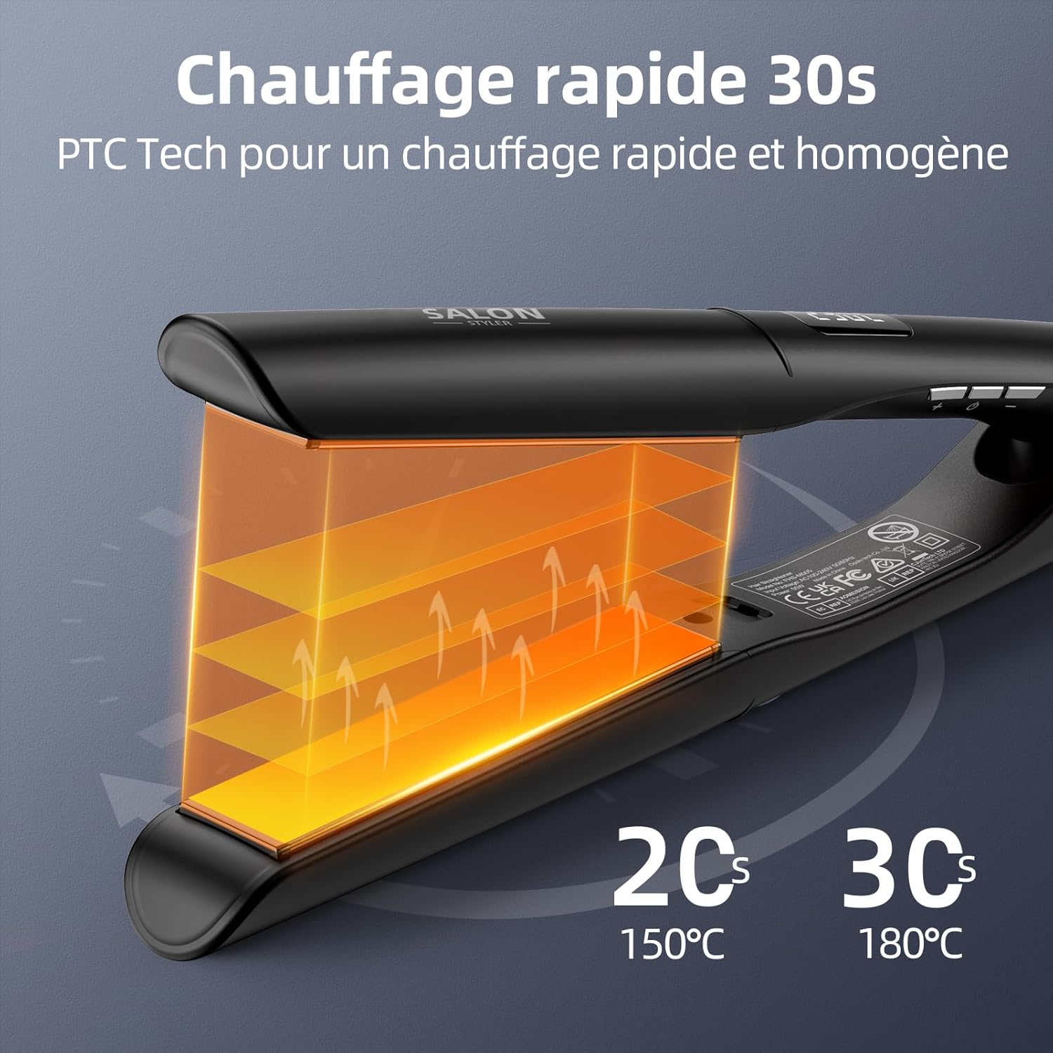 Detalle de Dekuri Titanium Fer à Lisser-Boucler 2-en-1 Ionique — Chauffage rapide, écran LCD et titanium 1