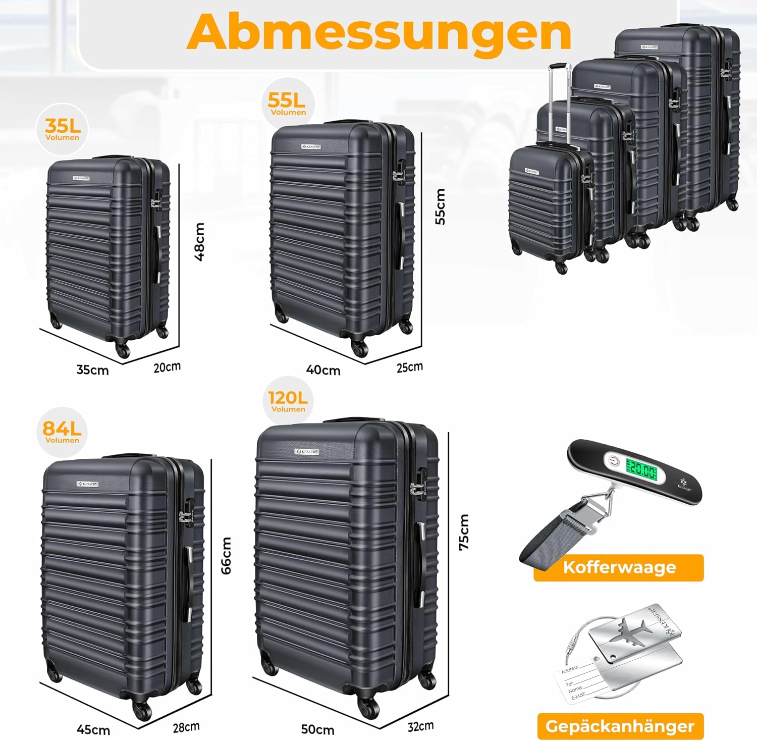 Detalle 2 de KESSER® Hartschalenkofferset 4tlg. 120 L