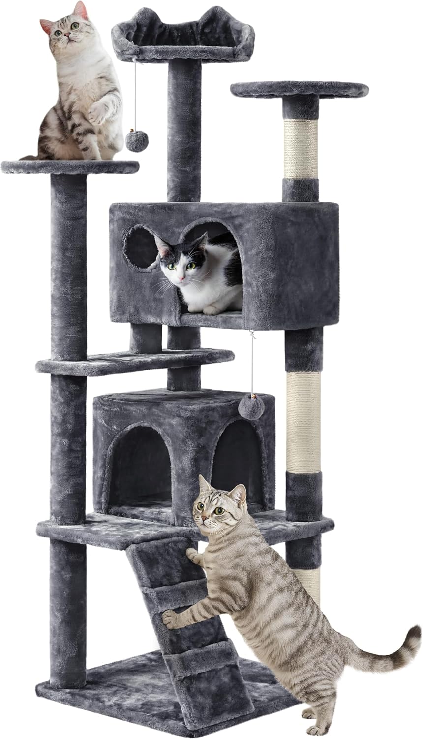 Detalle de Yaheetech 62in Cat Tree with 2 Condos, Sisal Posts and 7 Levels