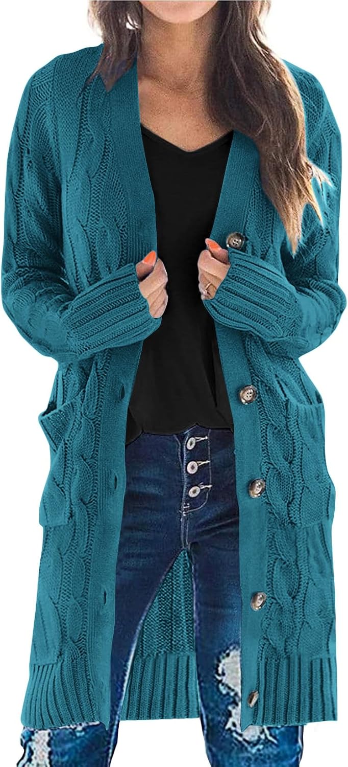 Thumbnail 6 de PRETTYGARDEN Long Sleeve Cable Knit Cardigan