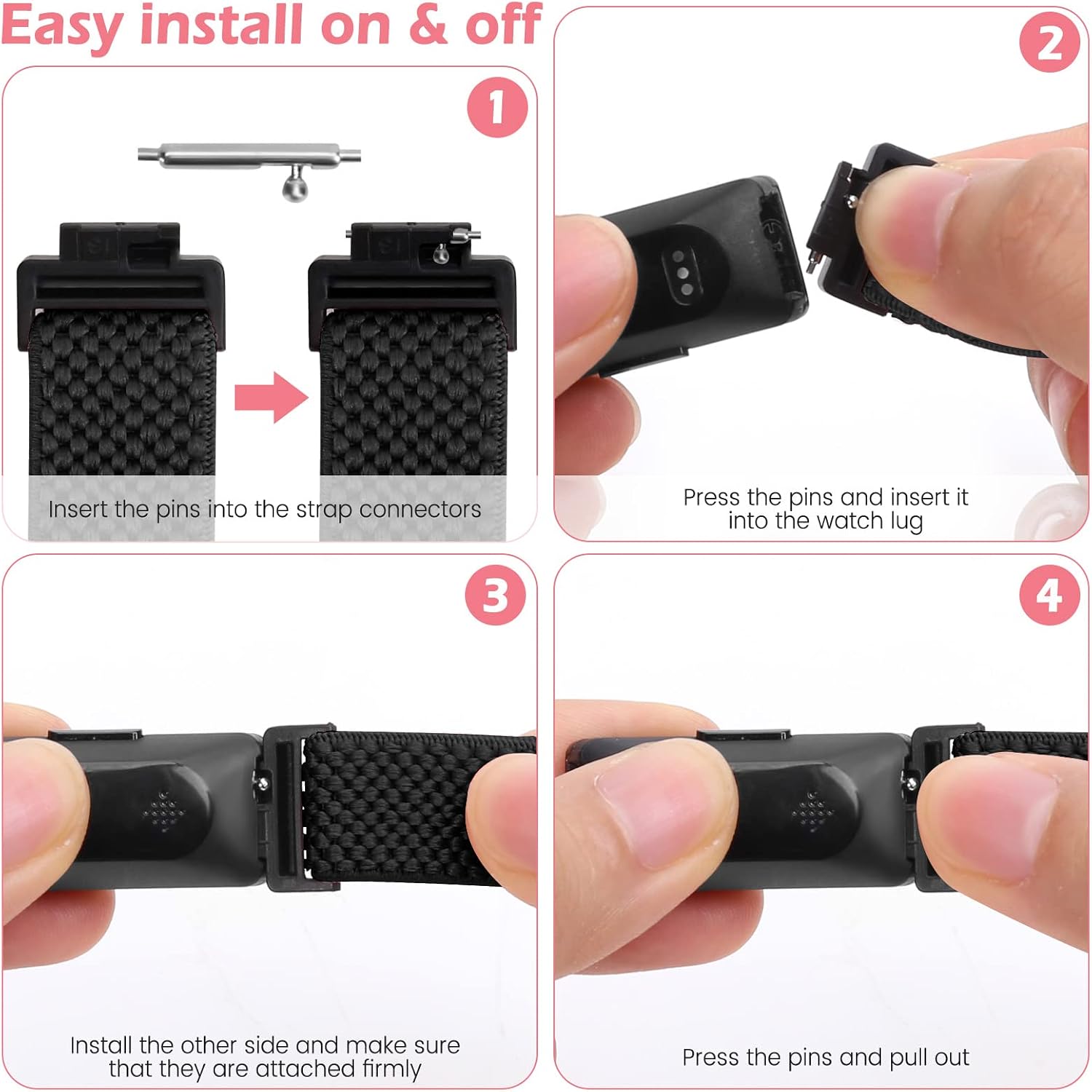 Thumbnail 2 de SHIJZWD Adjustable Elastic Nylon Watch Strap for Fitbit Inspire 3/2, Inspire HR, Ace 2/3