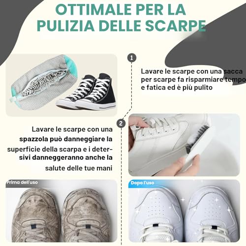 Detalle de YTUGIL Sacca per Lavare Scarpe in Lavatrice Grigio 2 Pezzi – Protezione e Pulizia a 360°