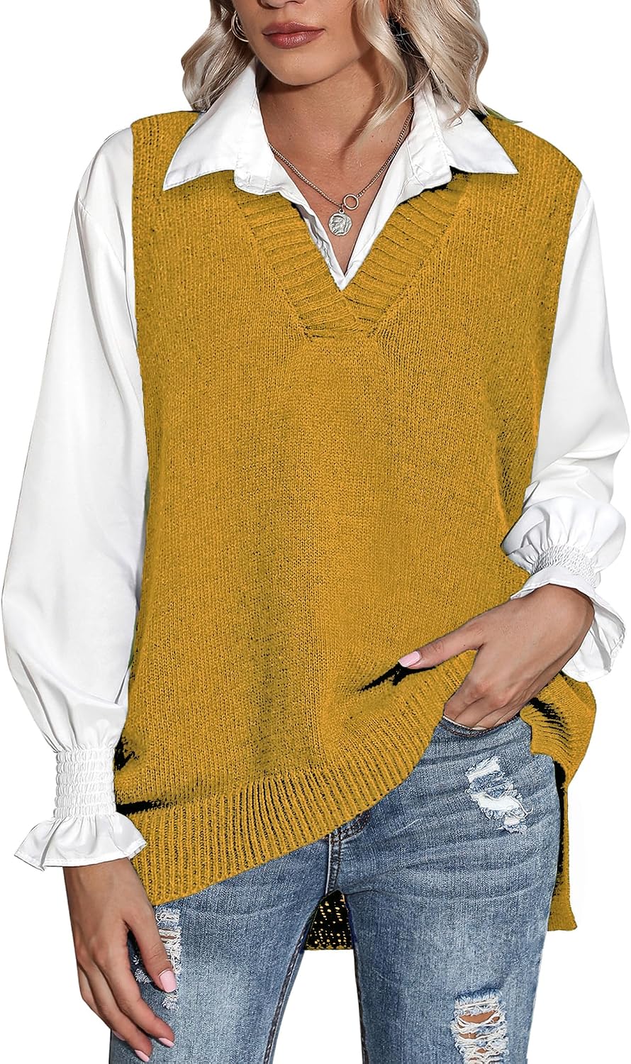Detalle de Zeagoo Sweater Vest, Oversized
