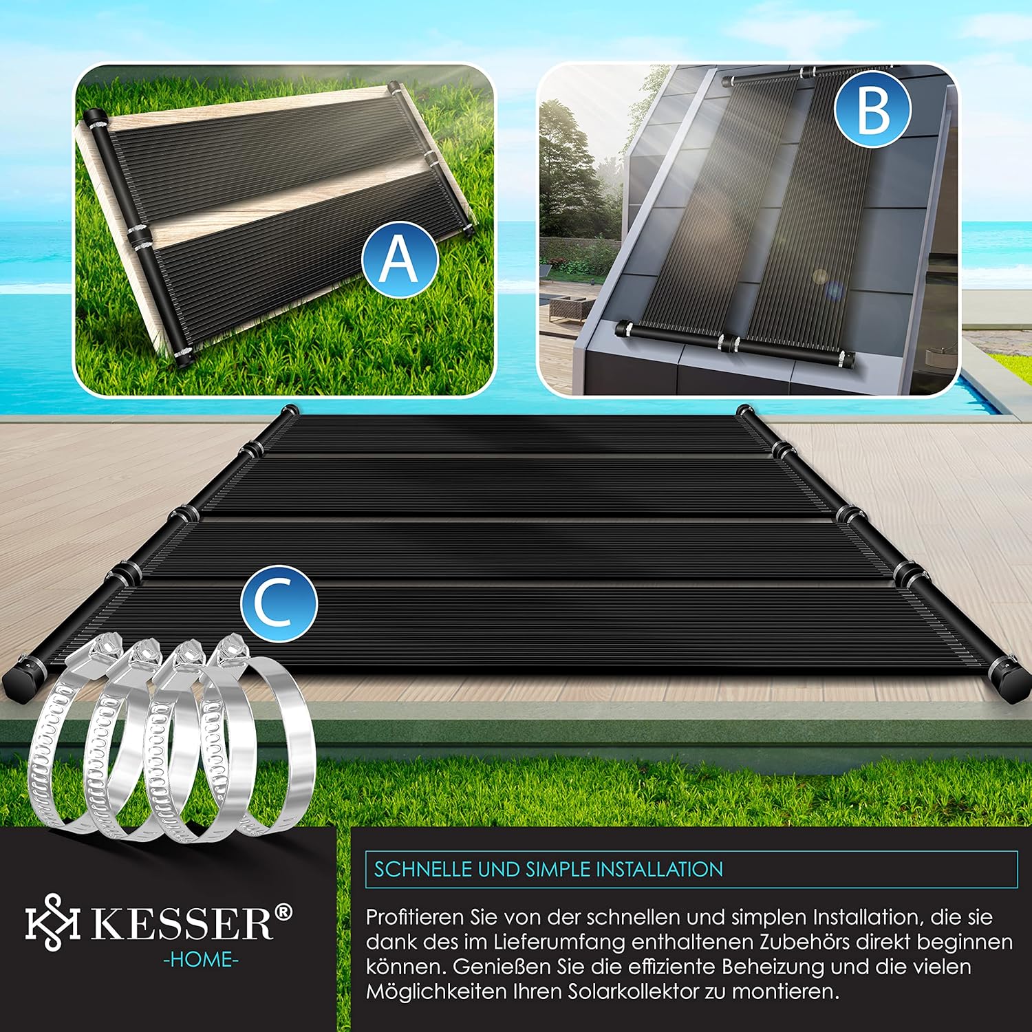 Thumbnail 6 de KESSER Solarkollektor Poolheizung 600x140 cm – Solar-Poolheizung für Pools bis 48.000 L