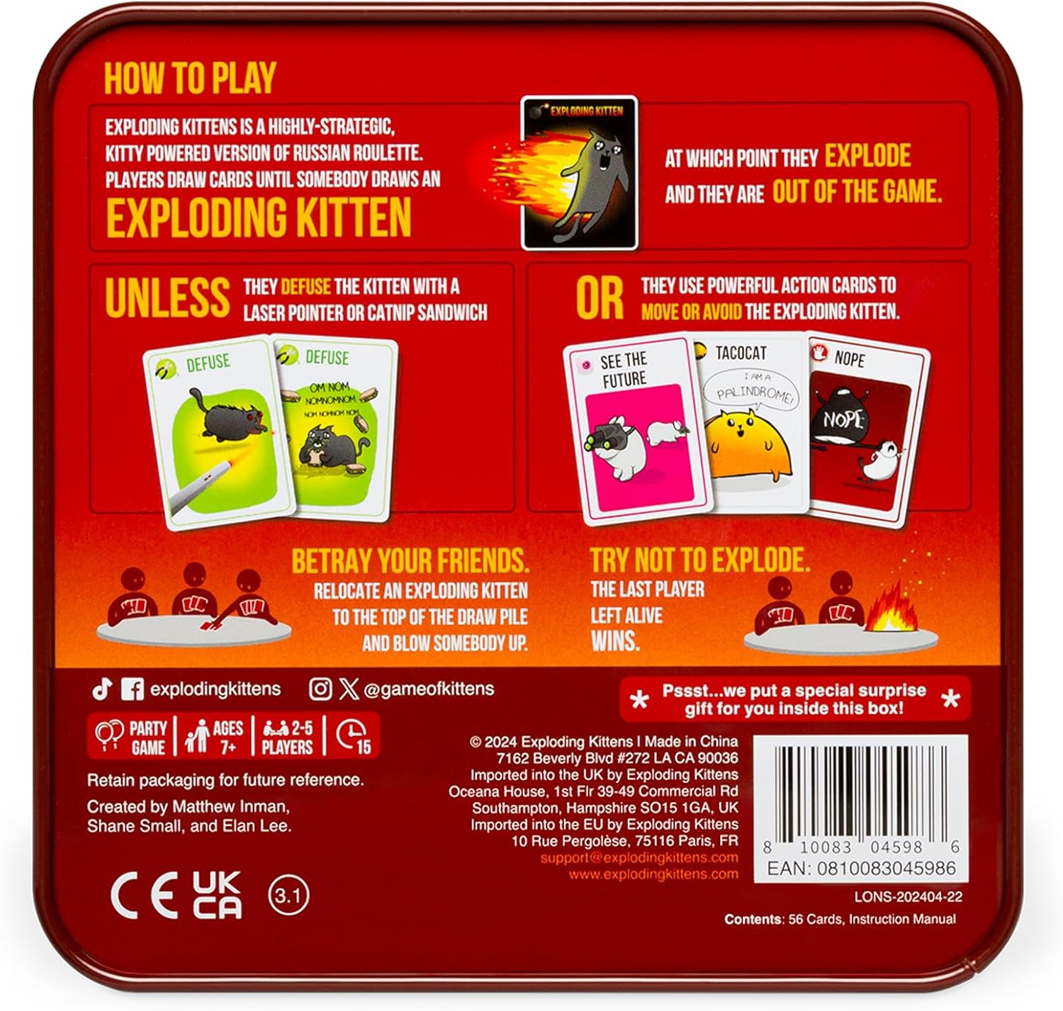Detalle de Exploding Kittens Original Edition in einer Sammelbox – Belustigendes Karten-Partyspiel für 2–5 Spieler, ab 7 Jahren