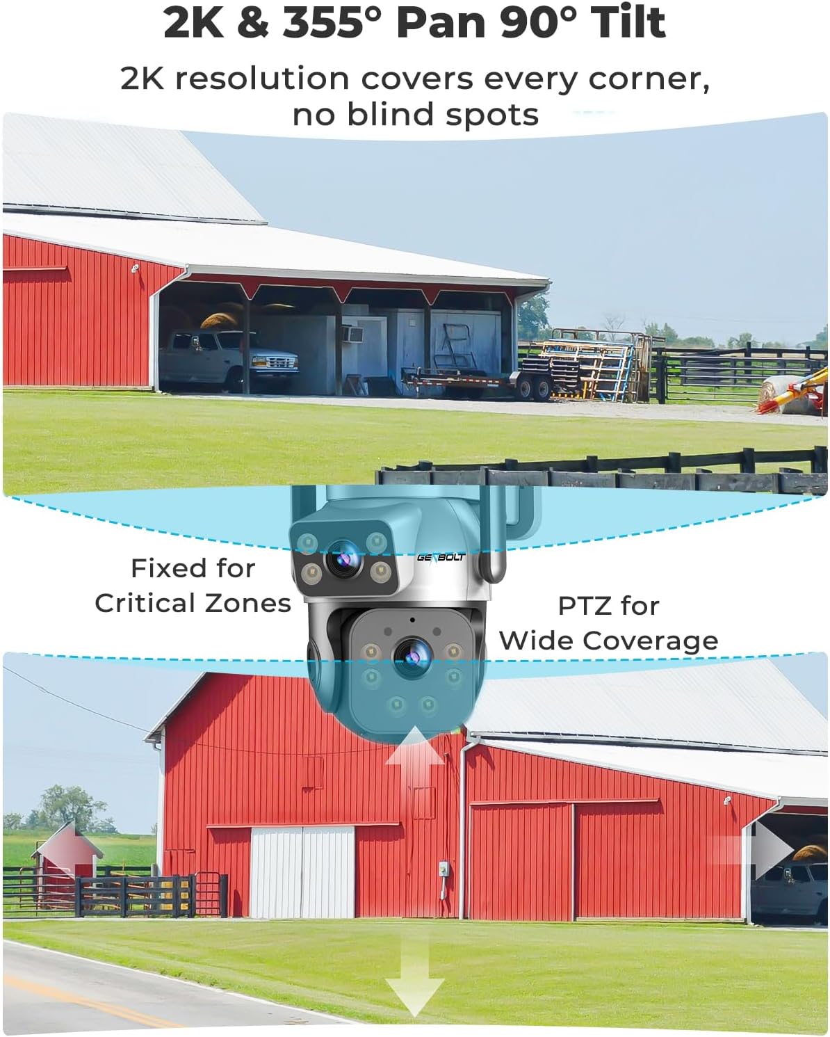 Thumbnail 6 de GENBOLT 4G LTE Solar Security Camera Outdoor Wireless no WiFi, 2K, 24/7 Recording, 2x Lens, 90ft AI Human Detection