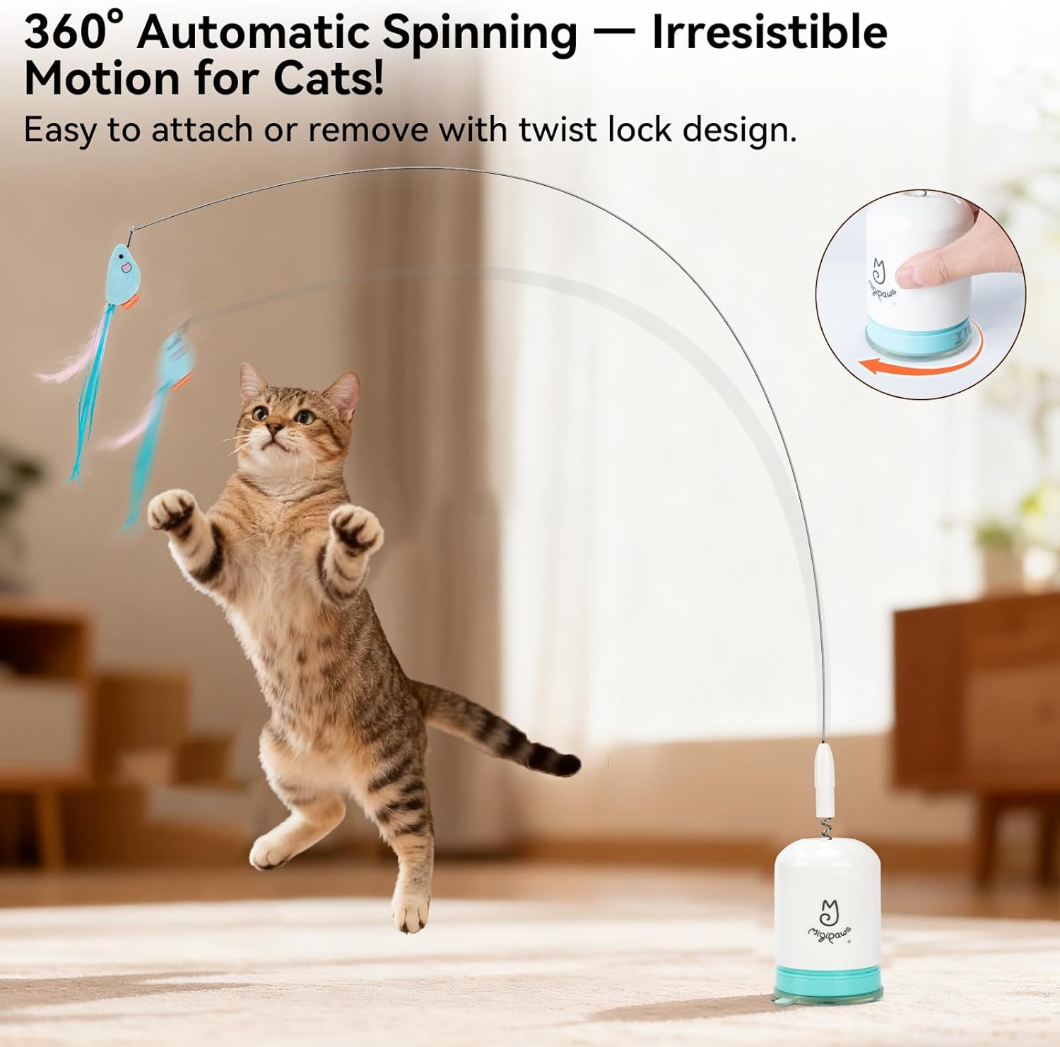 Detalle 2 de Migipaws Interactive Automatic Cat Teaser Wand 70cm ๐ฑ