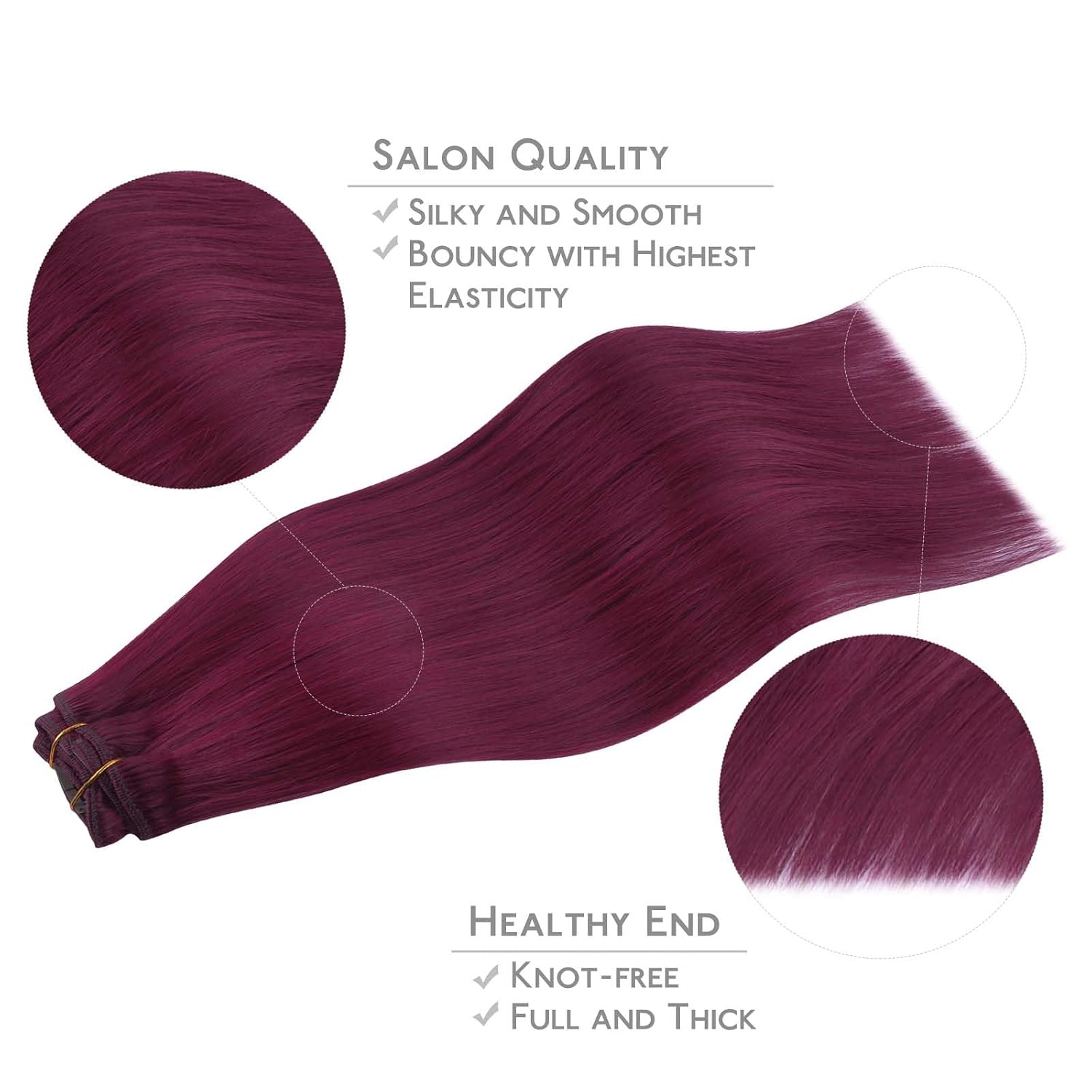 Thumbnail 3 de WENNALIFE 20" 150g Clip-In Remy Burgundy