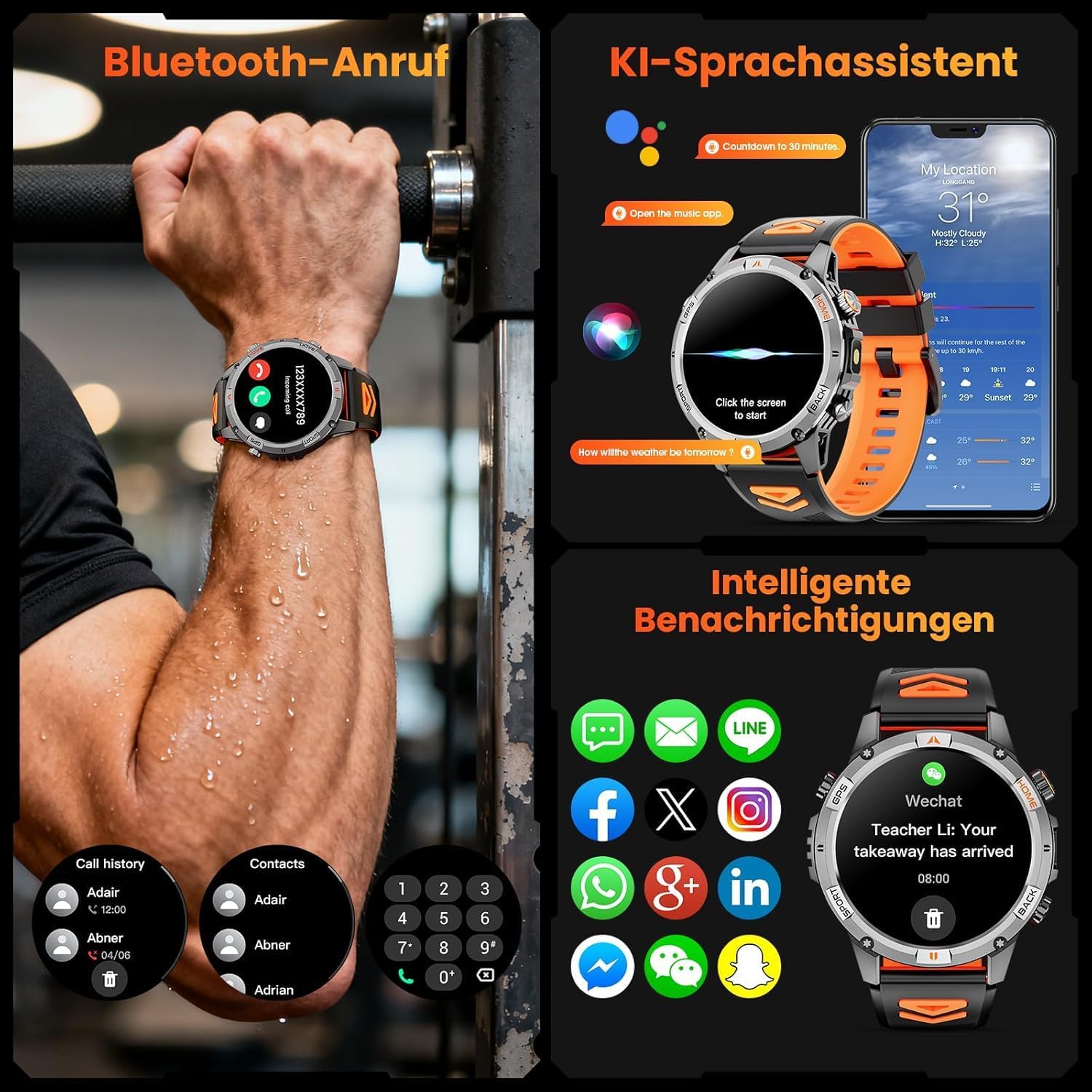 Thumbnail 6 de Joautrial Smartwatch Uomo Militare: GPS, Bussola e 100+ Modalità Sportive per Avventure All’Aperto