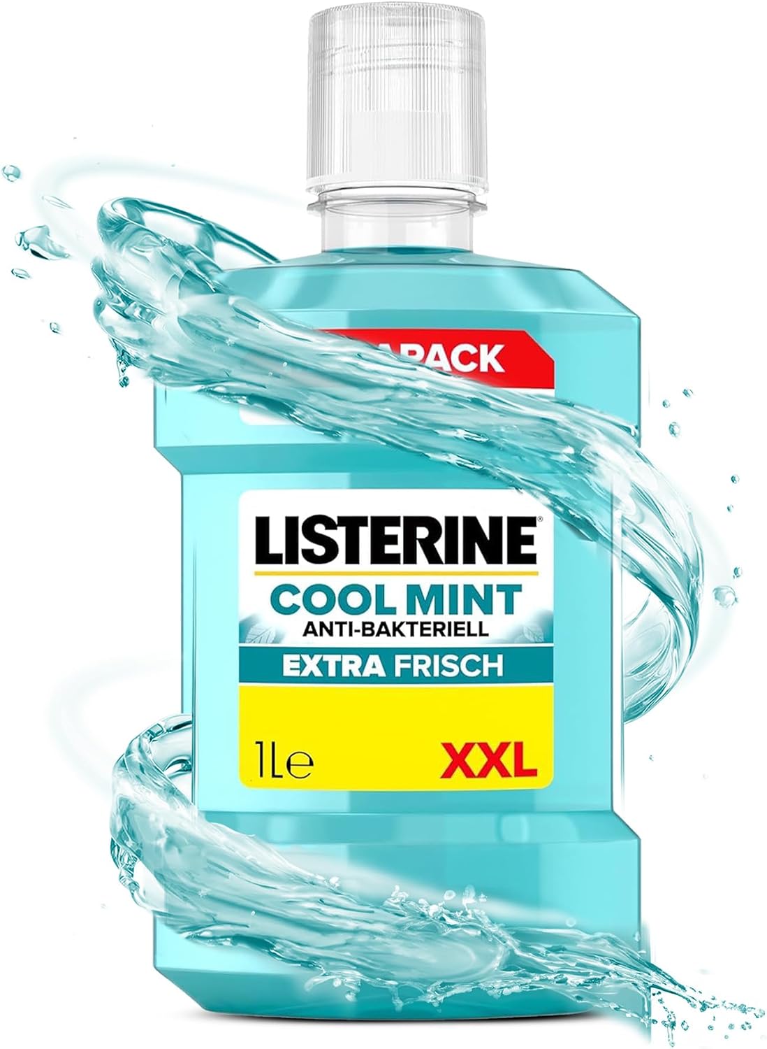 Detalle 2 de Listerine Cool Mint Mundwasser (4 x 750 ml) – antibakterielle Spülung mit intensivem Minzgeschmack