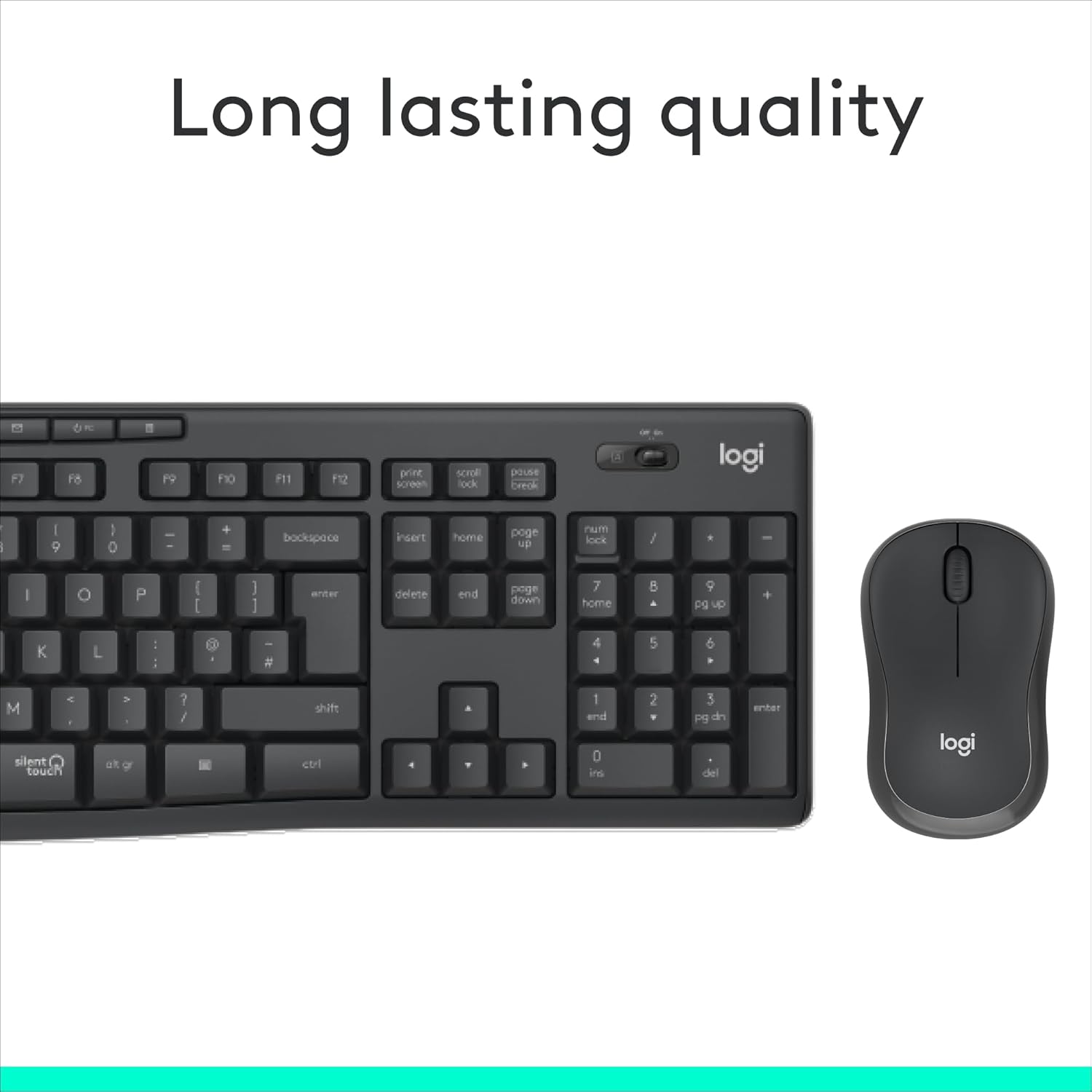Thumbnail 5 de Logitech MK295 Silent Wireless Mouse & Keyboard Combo (Full Numpad, SilentTouch) – QWERTY UK Layout, Black