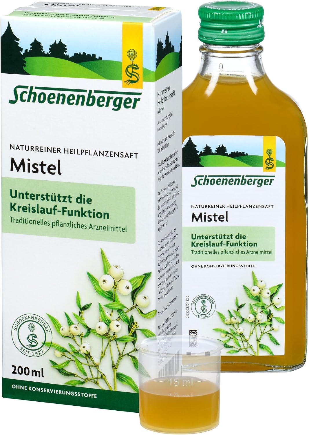 Detalle de Schoenenberger Mistel naturreiner Heilpflanzensaft – 200 ml Glasflasche, sanfte Unterstützung für das Herz-Kreislauf-System
