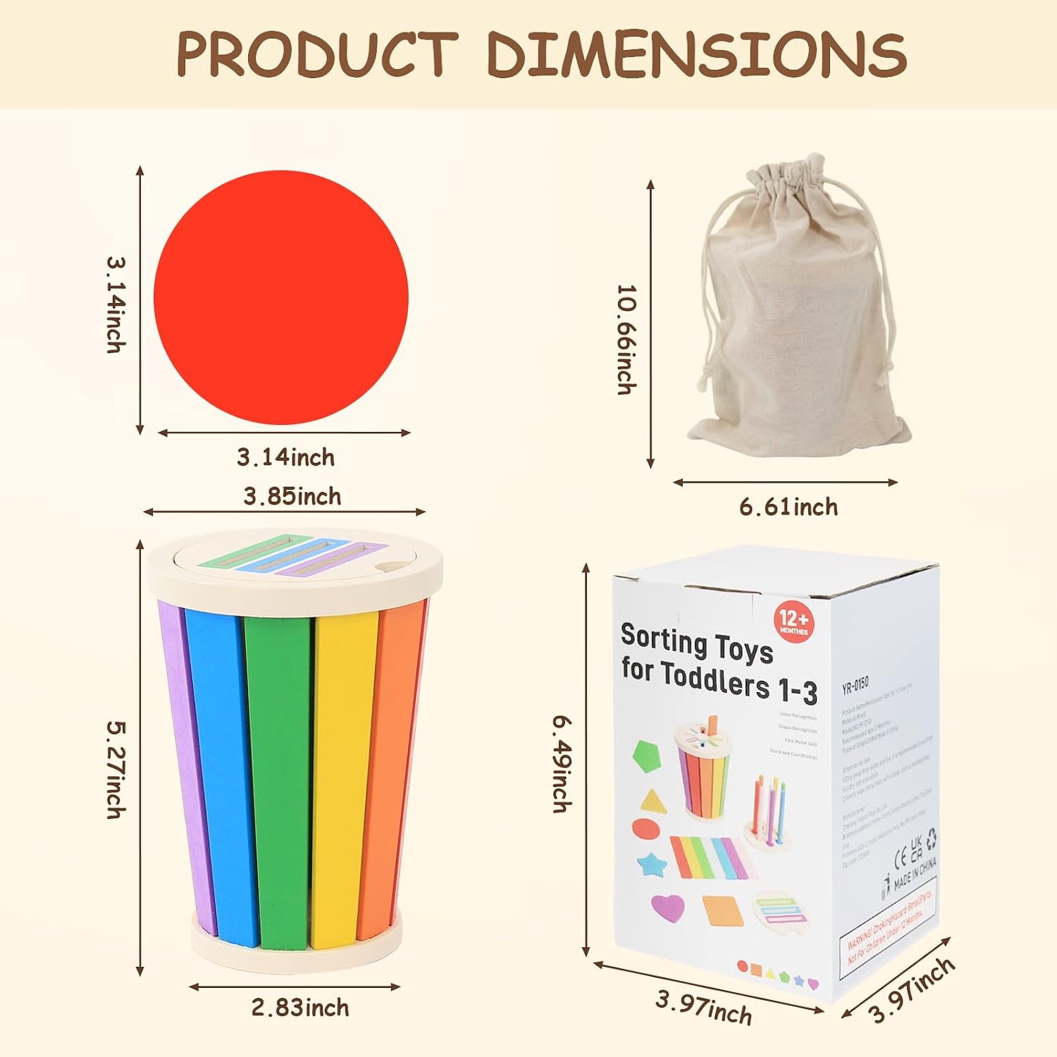 Thumbnail 1 de Baeroly Montessori Spielzeug Holz Farbe Form Sortierspielzeug – Farben- und Formkunde für Kleinkinder 12–36 Monate