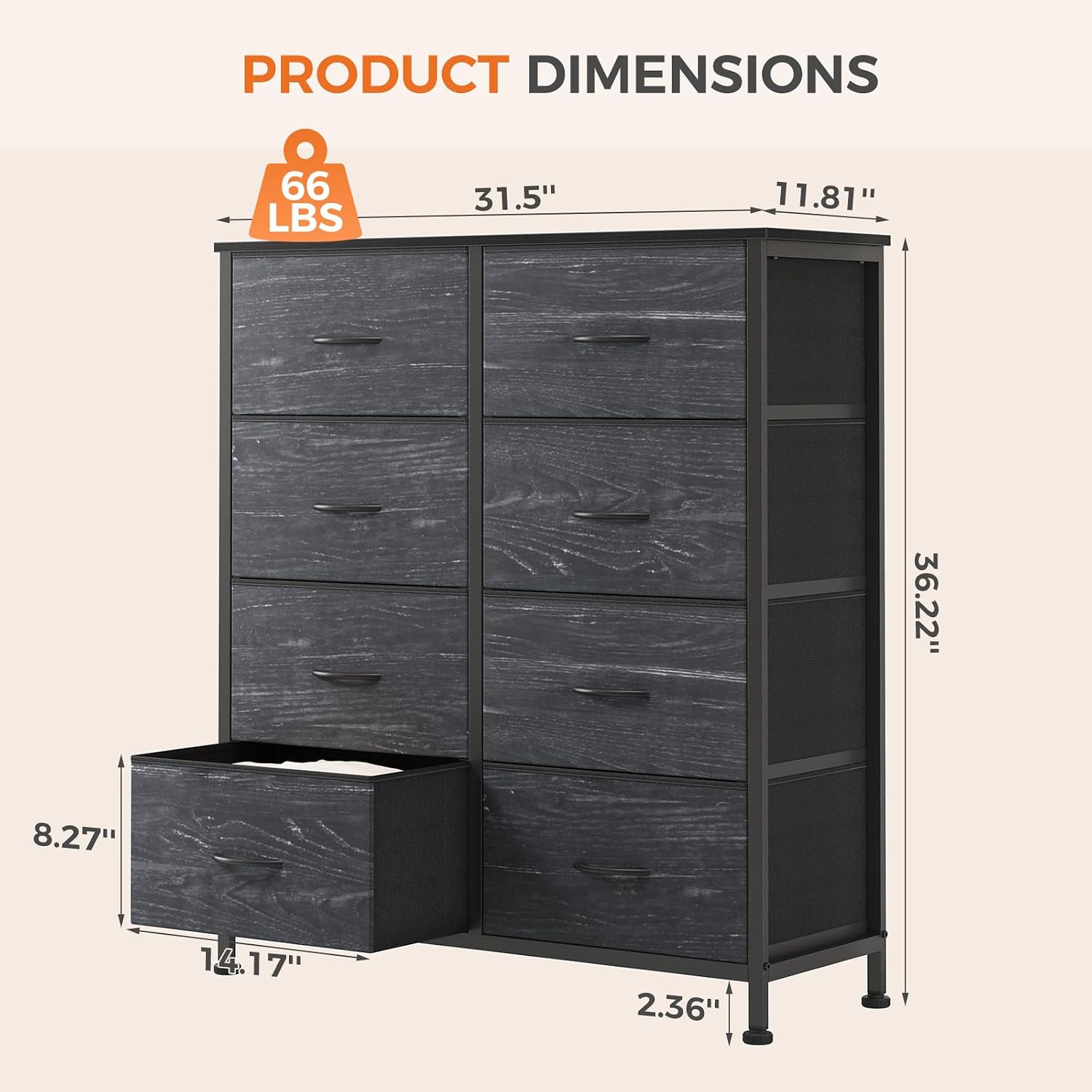 Detalle de Sweetcrispy 8-Drawer Fabric Dresser