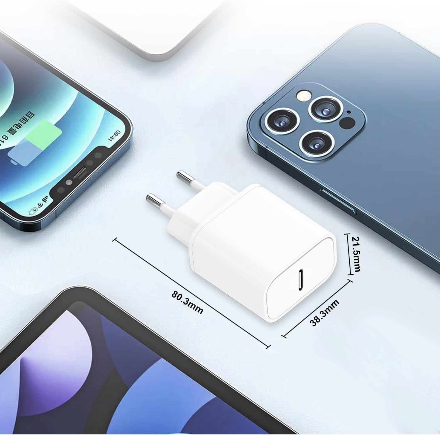Detalle de Bamkey Caricatore USB-C 30W con Cavo Nylon 2 m: ricarica rapida per iPhone 17/16/15 e iPad Pro