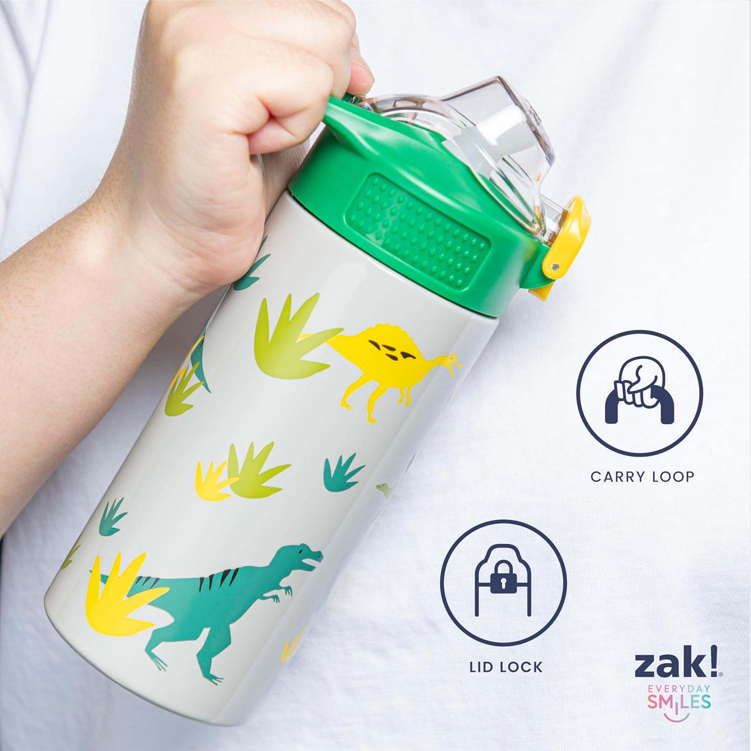 Detalle de Zak Designs Disney Frozen Sage Kids Water Bottle (14oz) — Stainless Steel Straw Bottle With Handle & Leak-Proof Pop-Up Cover