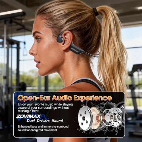 Detalle de Casque Conduction Osseuse Bluetooth 6.0 de ZOVIMAX — IPX7, confort open-ear