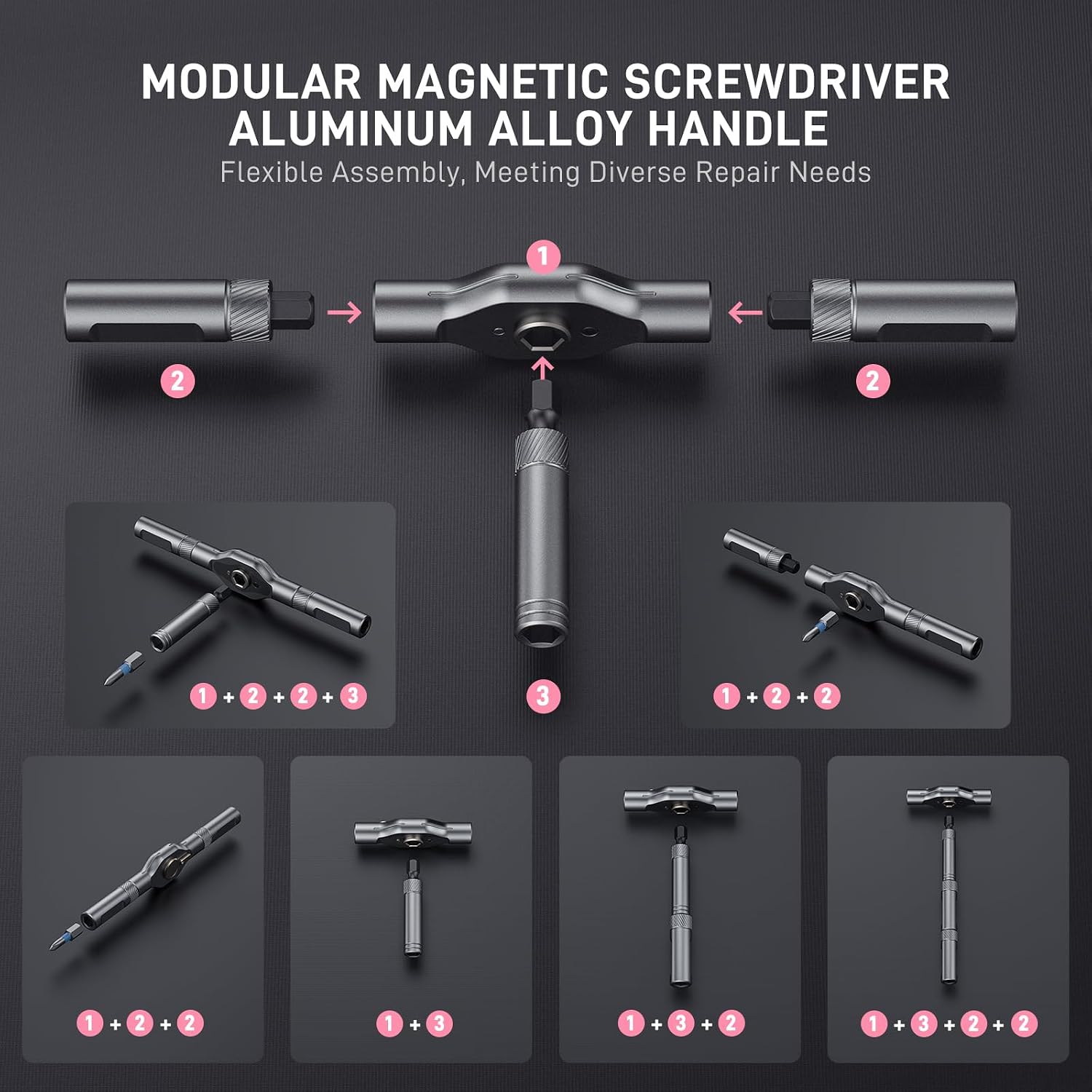 Detalle de MrToNo Professional 42 in 1 Magnetic Screwdriver Tool Kit (Pink) for PC, Camera, Smartphone & Home Repairs