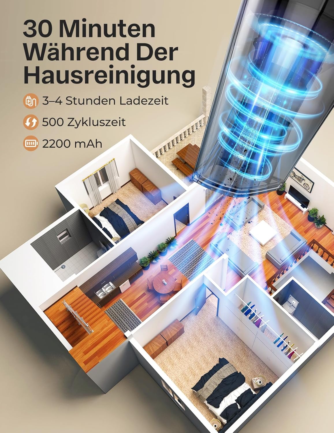 Detalle 2 de Handstaubsauger 30 Minuten Laufzeit đź§ą