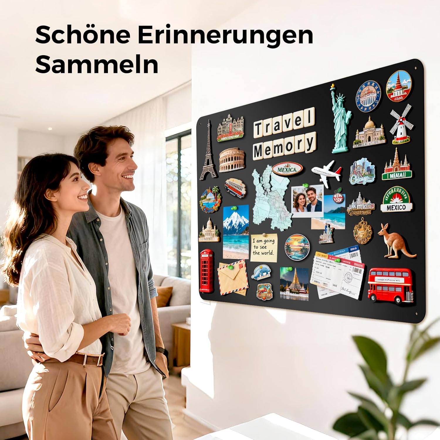 Thumbnail 1 de LYZZXI Magnettafel Schwarz 50x80 cm – Urlaubsmagnete Display Board mit starker Magnetkraft