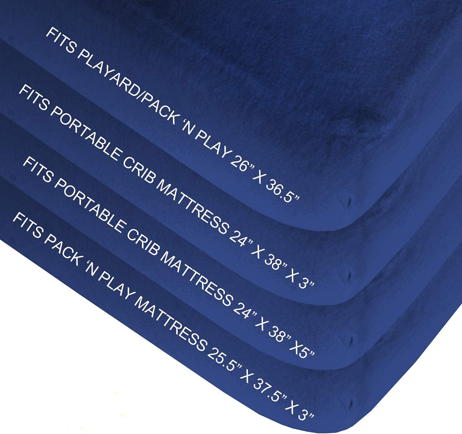 Thumbnail 5 de Travel Cot Sheets 95x65cm Fitted – 2 Pack, Ultra Soft & Breathable Microfiber (Navy & Grey) for Joie & Maxi-Cosi Iris