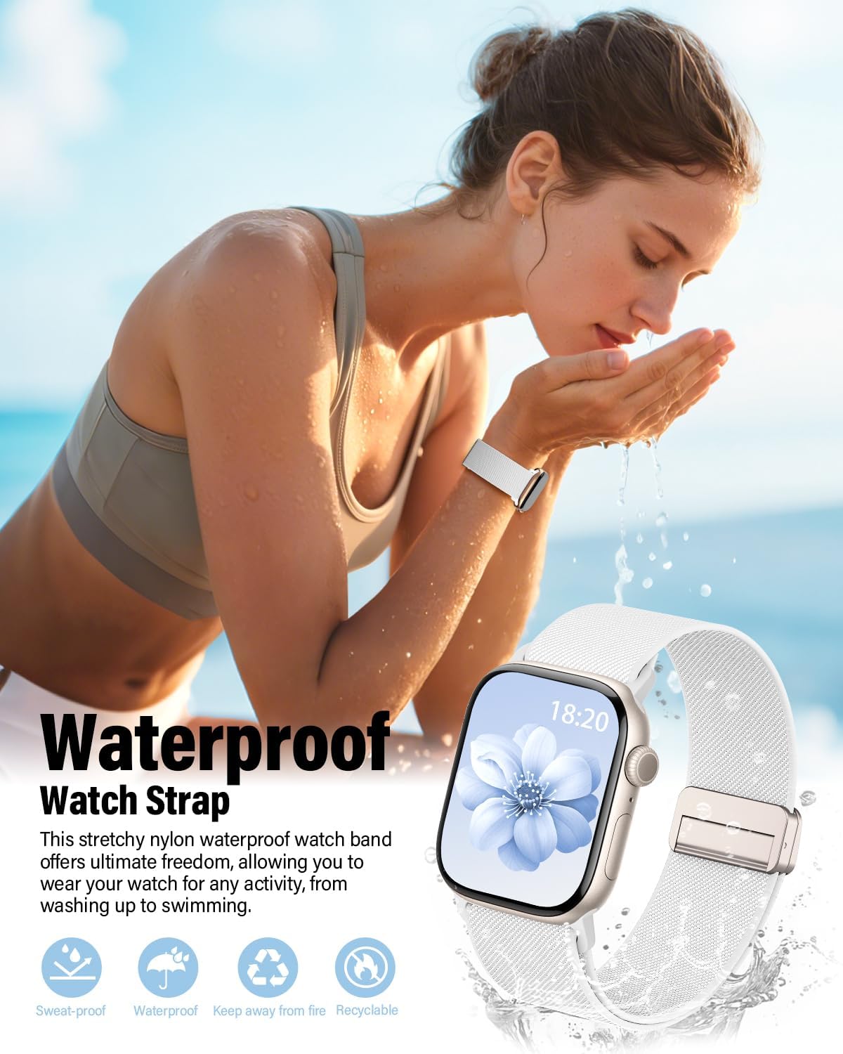 Detalle de Magnetic elastic nylon Apple Watch strap