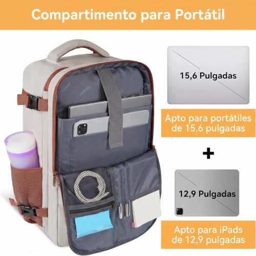 Detalle 2 de Taygeer Mochila 40x30x20 para Ryanair: compañera de viaje ergonómica y organizada