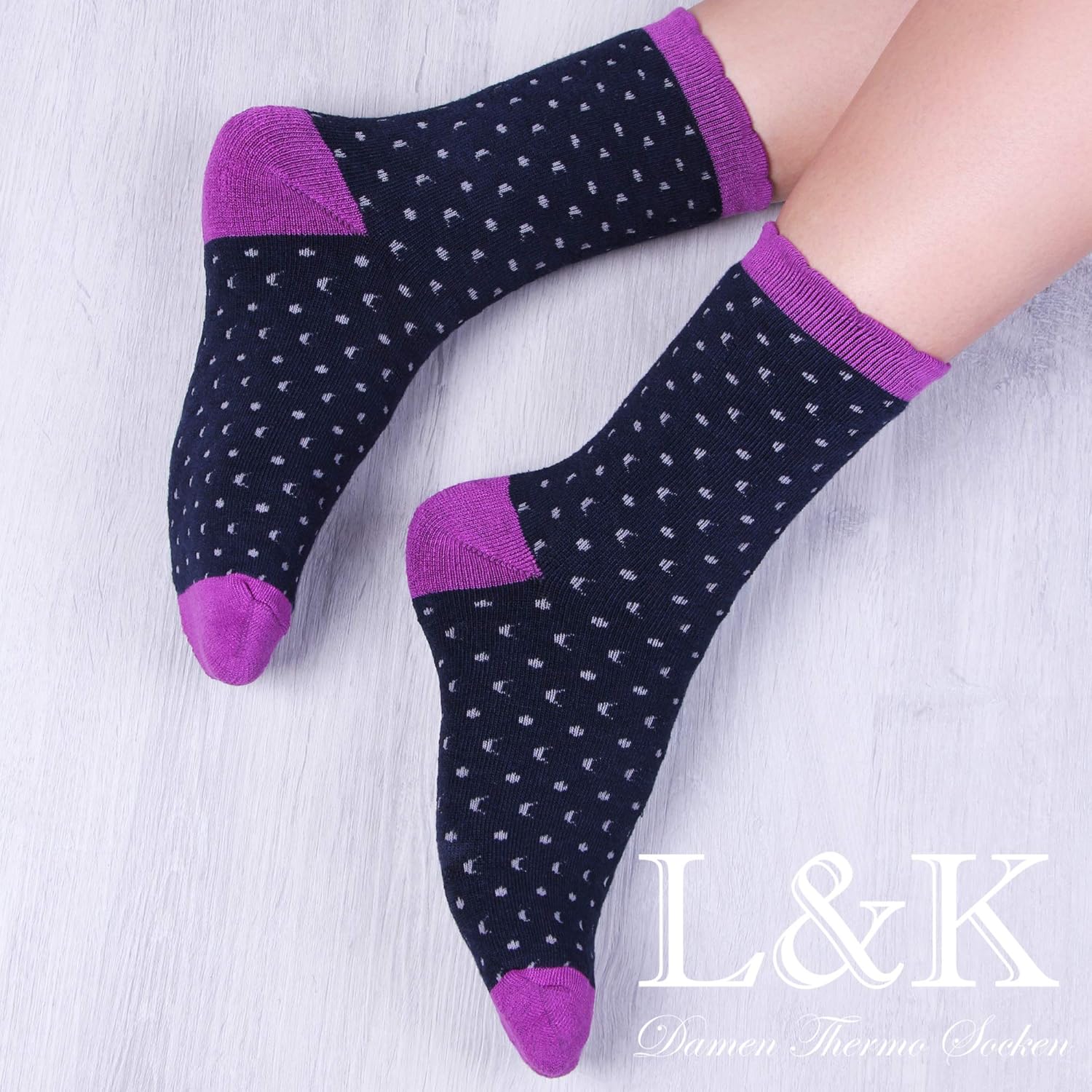 Thumbnail 5 de L&K Lot de 6 chaussettes sportives femme multicolores en coton hiver 92263VA