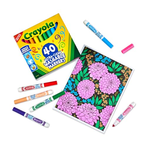 Detalle de Crayola Ultra Clean Washable Markers (40ct) – Broad Line Art Markers for Kids