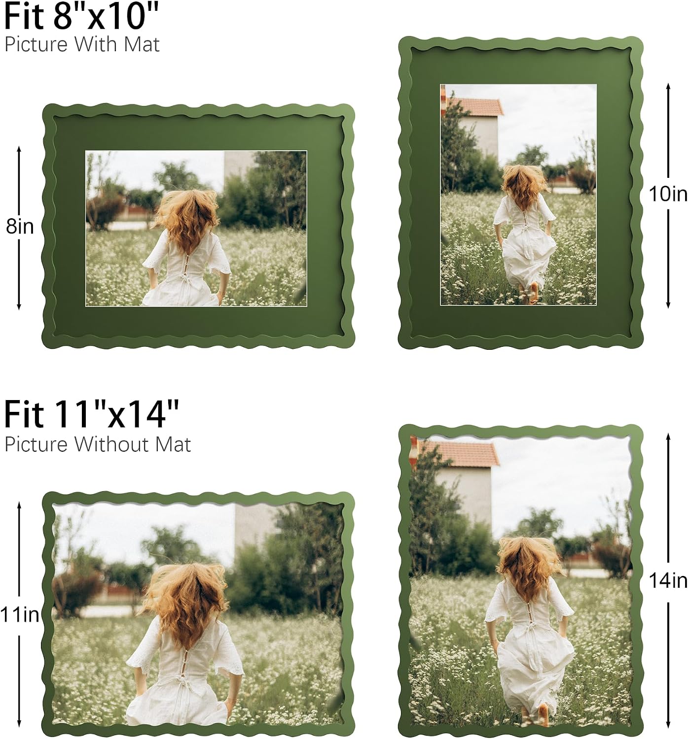 Thumbnail 3 de THKRLOF 11x14 Picture Frame with Mat for 8x10, Green, 1 Pack