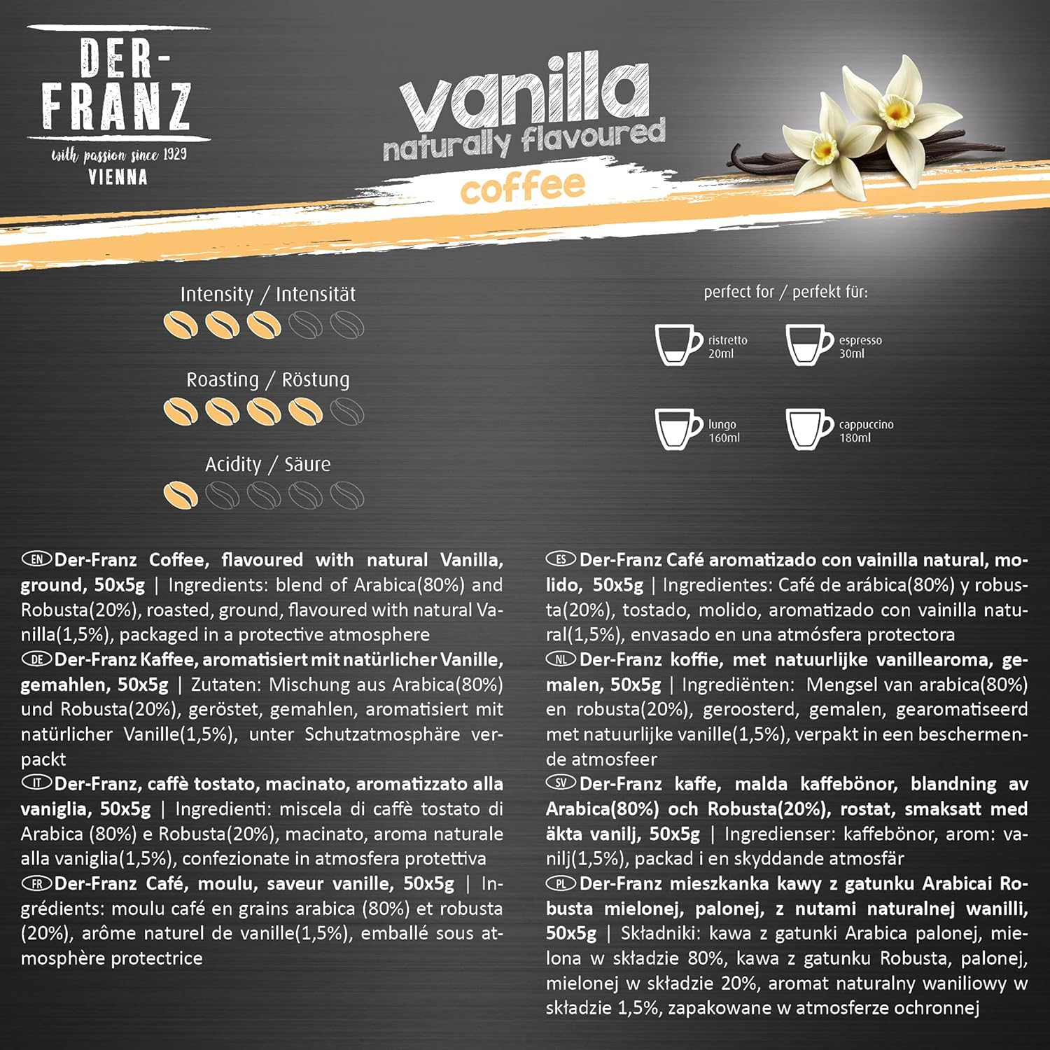 Thumbnail 3 de Der-Franz Kaffee Pack ganze Bohne, aromatisiert (5 x 500 g) – Nuss, Vanille, Schokolade, Zimt, Karamell