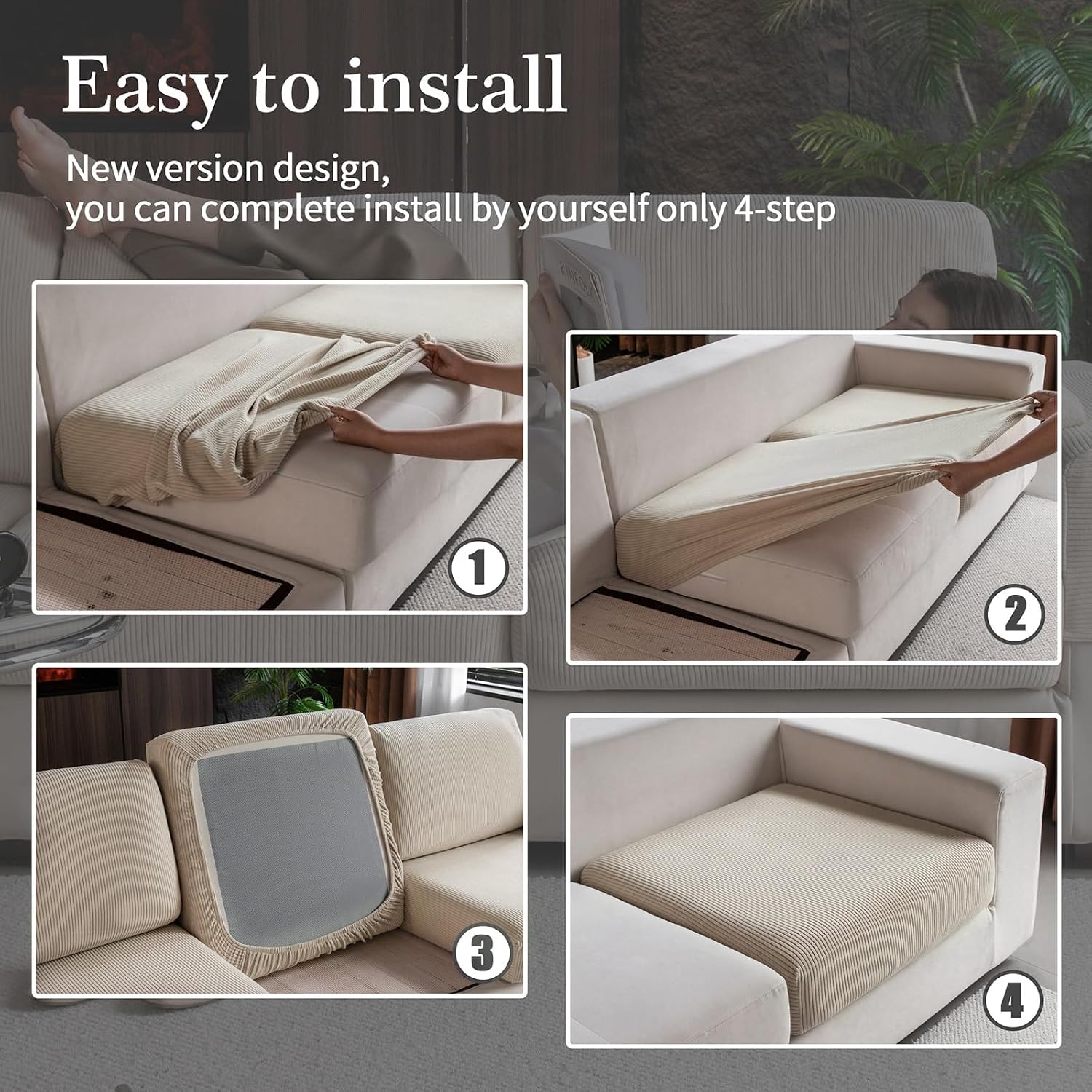 Thumbnail 6 de OHSIO Sectional Couch Cover 1-Piece Sofa Protector ๐