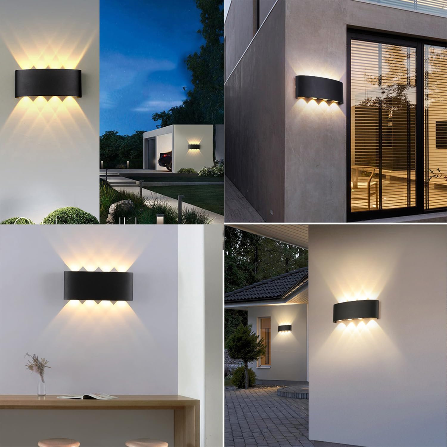 Detalle 2 de YICALE LED-vägglampa 8 W med upp- och nedljus, 3000 K, IP65