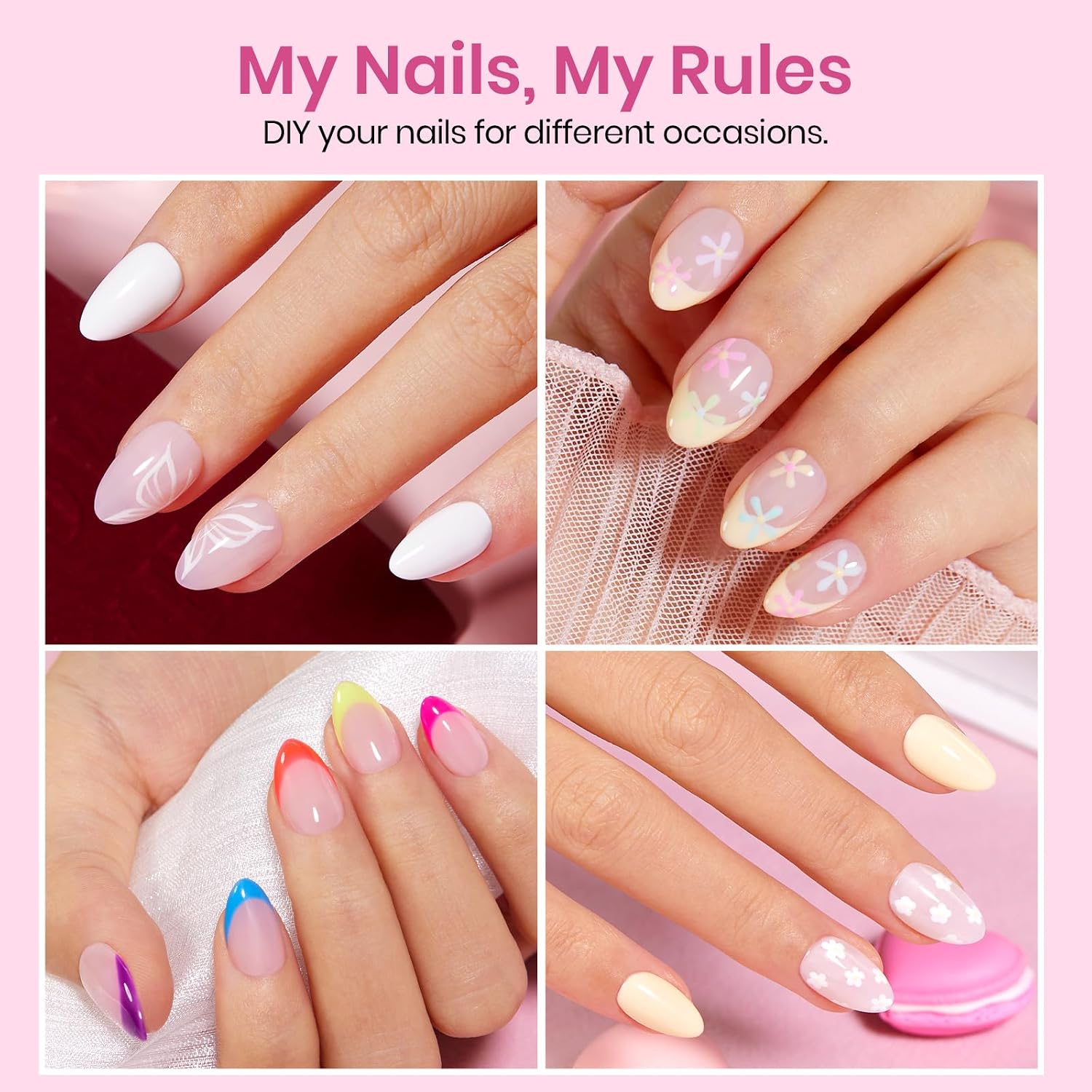 Thumbnail 1 de Beetles Extra Short Almond Nail Tips (Etch-X), 288 PCS, 12 Sizes Clear Full Cover Press-On