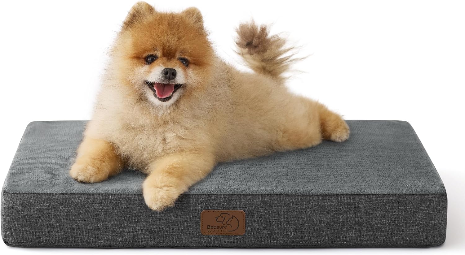 Detalle de BEDSURE orthopädisches Hundekissen für kleine Hunde (61 × 41 × 8 cm) – waschbares Hundebett mit 2-in-1 Memoryschaum, dunkelgrau