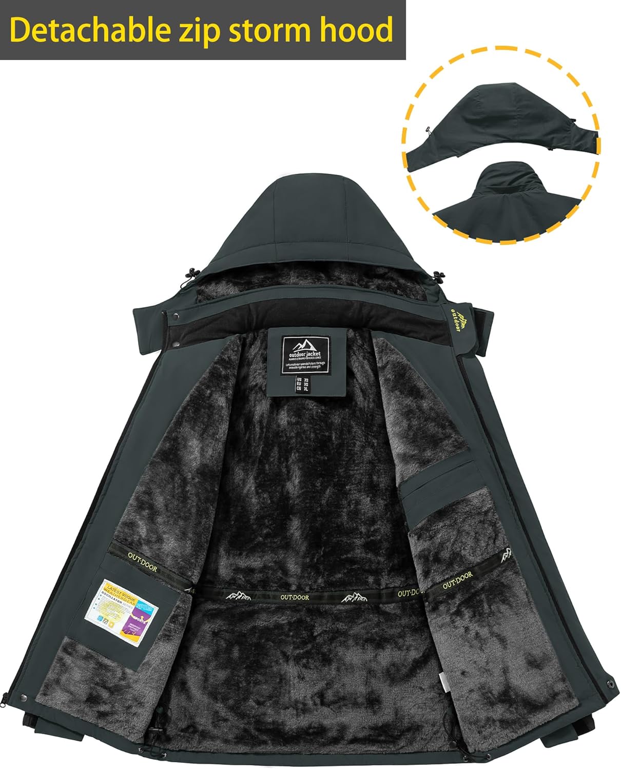 Detalle 2 de TACVASEN Men's Winter Ski Jacket Waterproof Hooded
