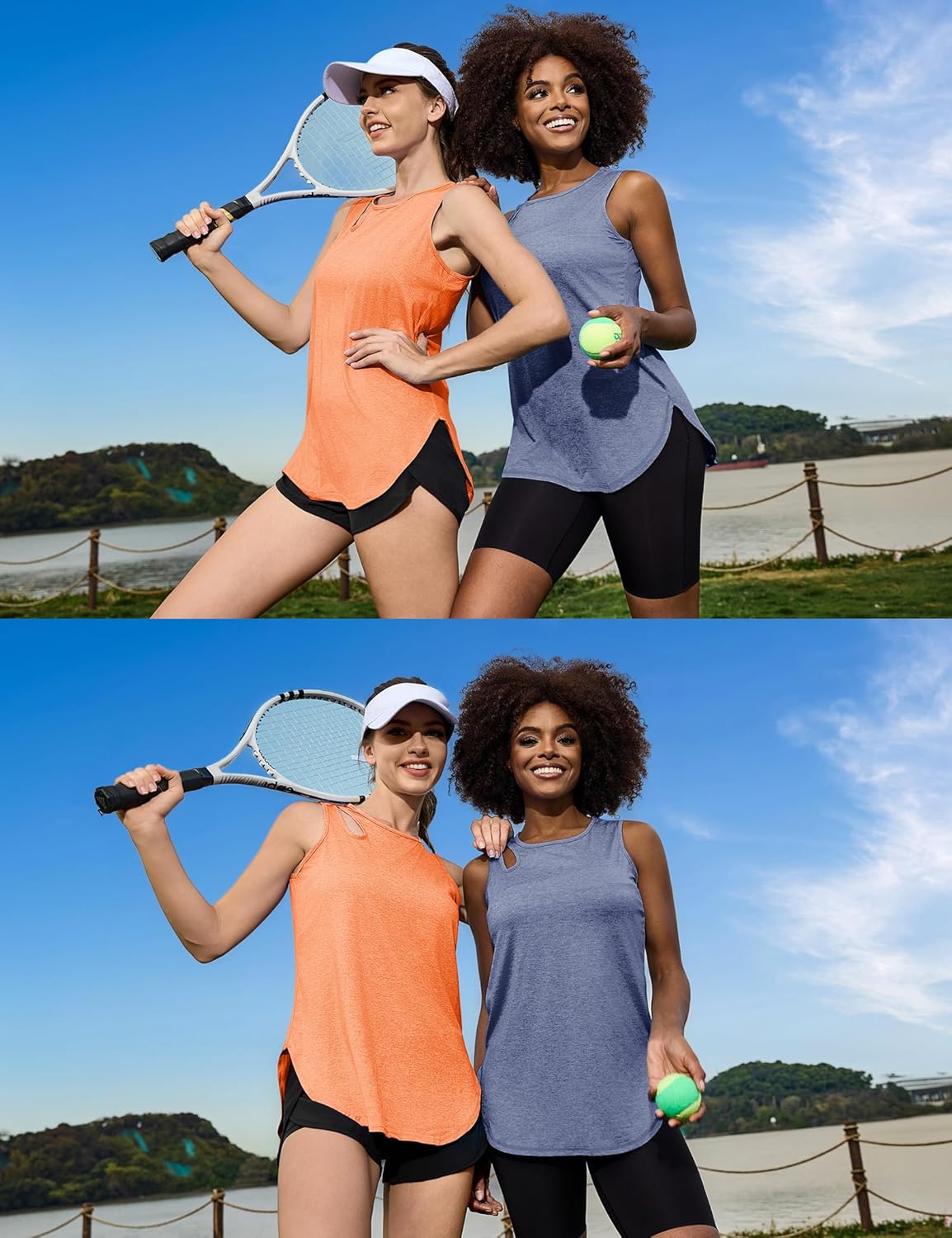 Thumbnail 2 de Gyabnw débardeur de sport femme col rond, découpes aux épaules et tissu doux pour yoga, fitness et entraînement