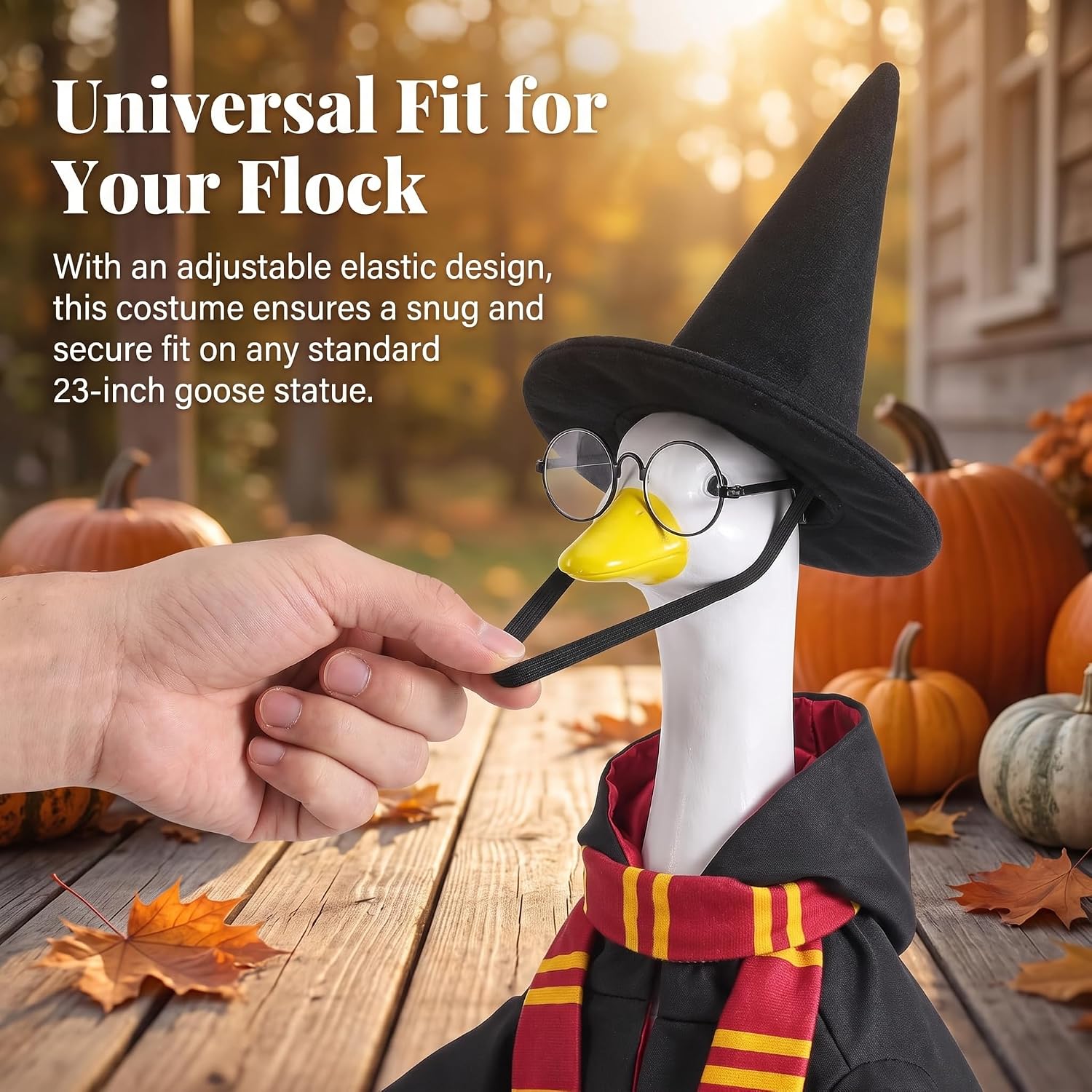 Detalle 2 de YIREG 4-Piece Porch Goose Wizard Costume for 23-Inch Goose Statues