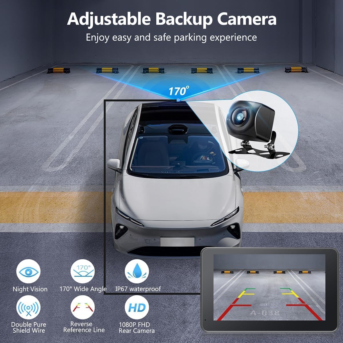 Thumbnail 2 de Gegaibe 7-Inch Wireless CarPlay/Android Auto Screen with Backup Camera, Bluetooth, GPS Navigation