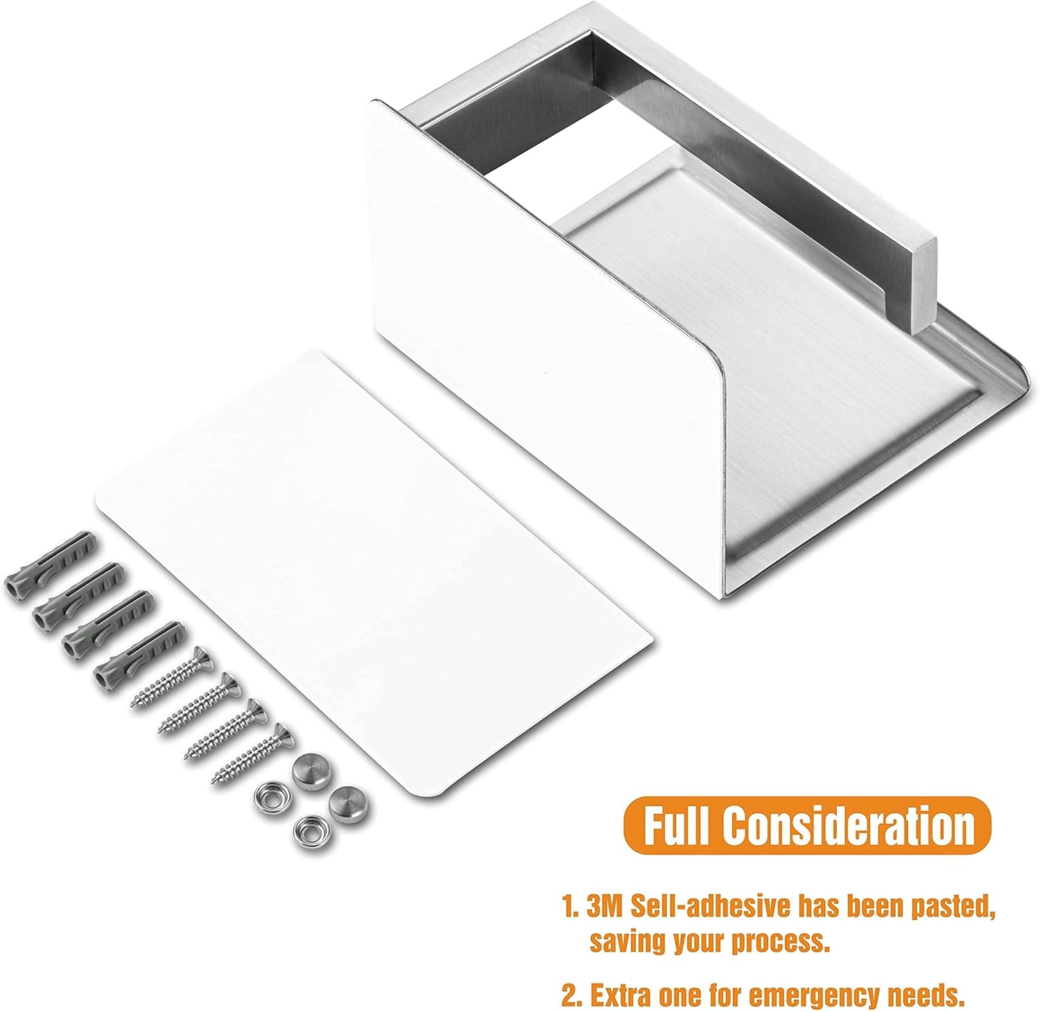 Thumbnail 6 de HITSLAM Toilettenpapierhalter ohne Bohren mit Ablage (selbstklebend, Edelstahl SUS304, silber)