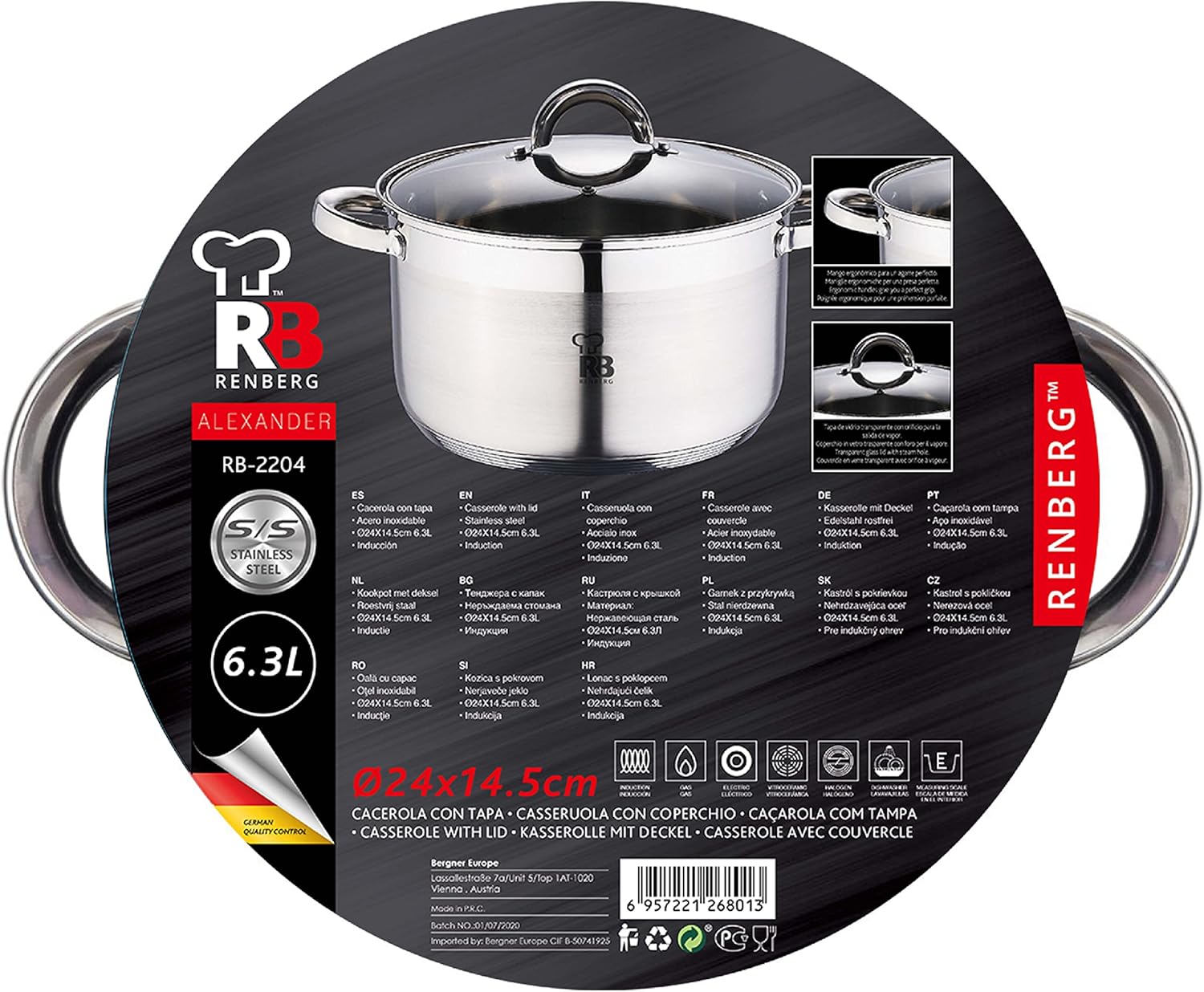 Thumbnail 6 de RENBERG Alexander Cacerola de Acero Inoxidable 6.3L 🍲