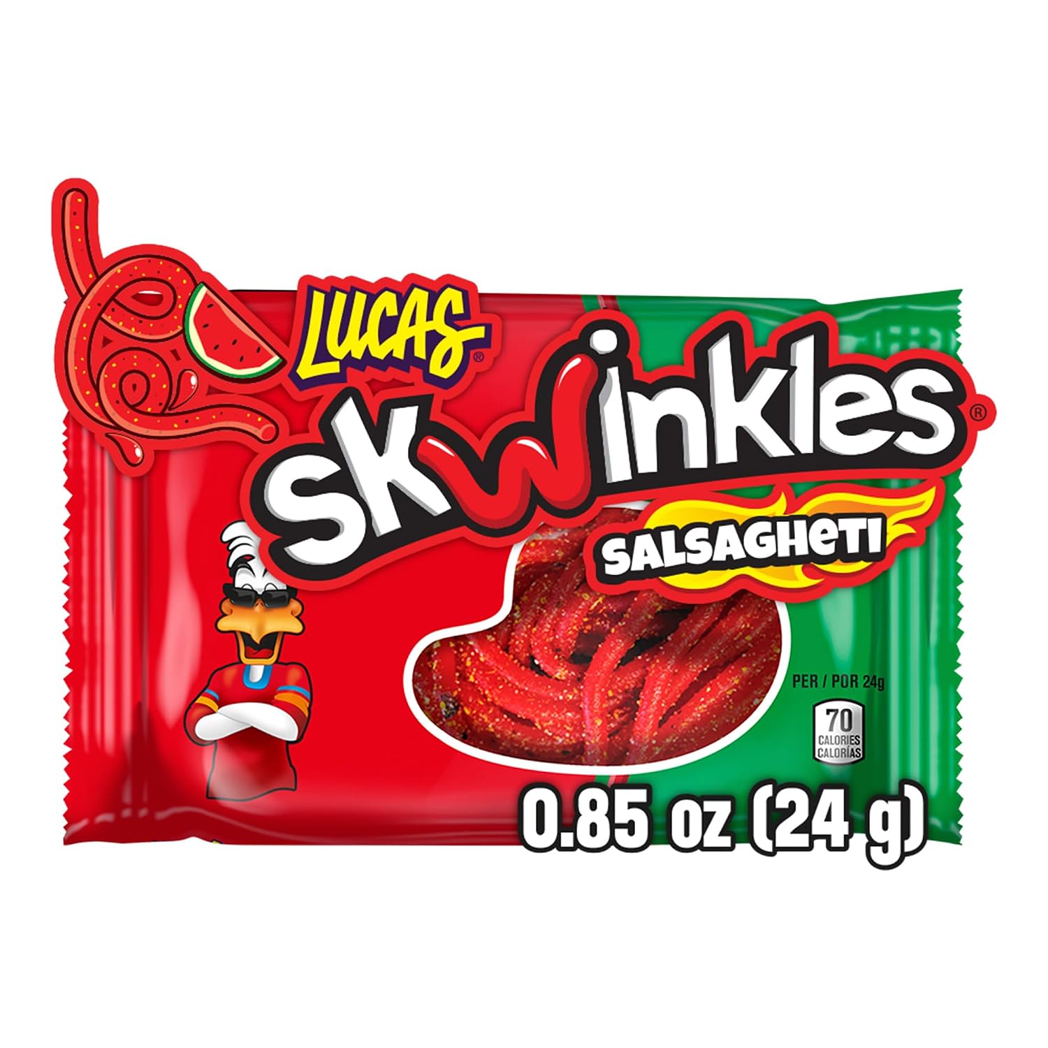 Detalle de Lucas Salsagheti Watermelon Candy Strips with Tamarind Sauce, 12 Pieces
