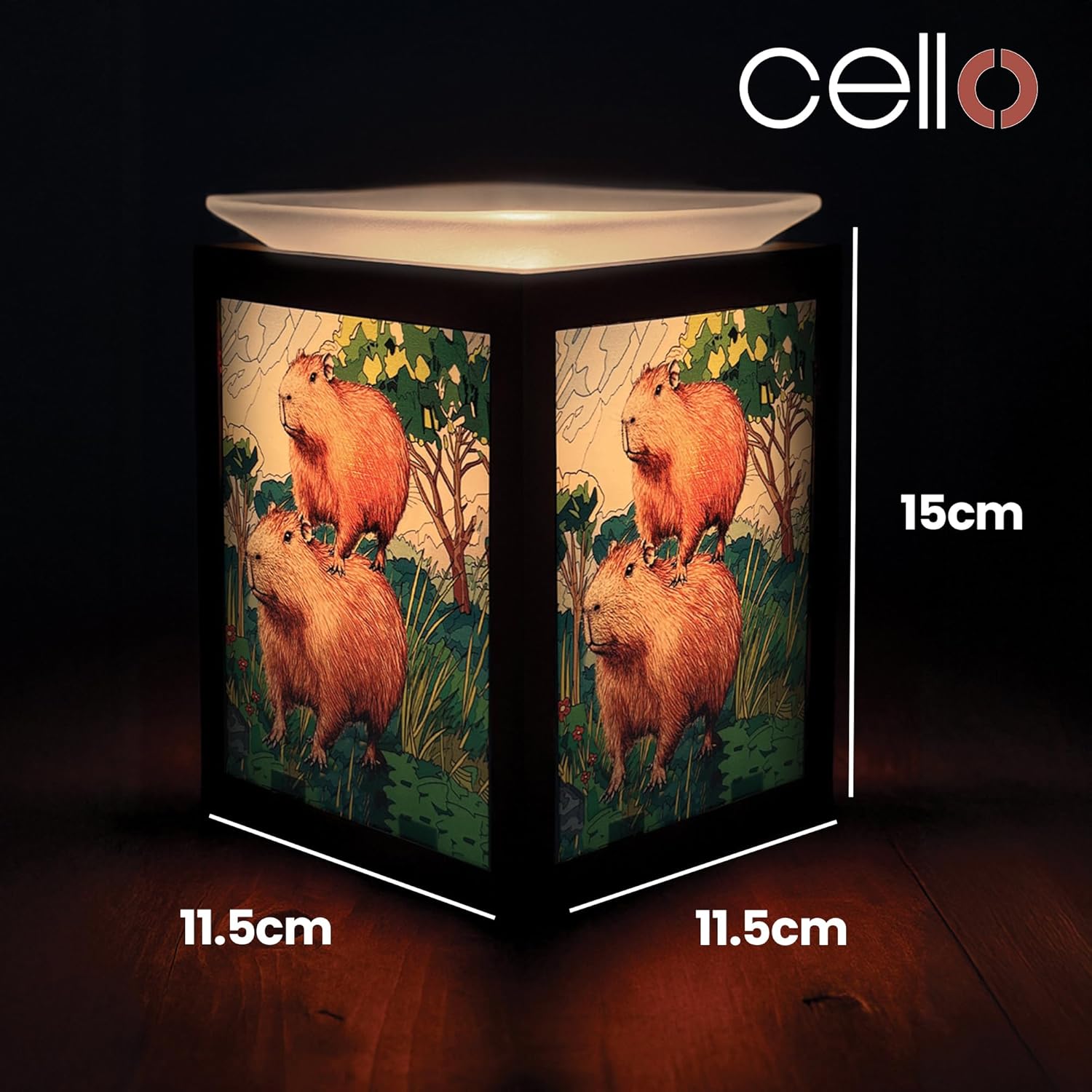 Thumbnail 1 de Cello Electric Wax Melt Burner (Capybara Design) – flame-free scent warmer with stained-glass glow