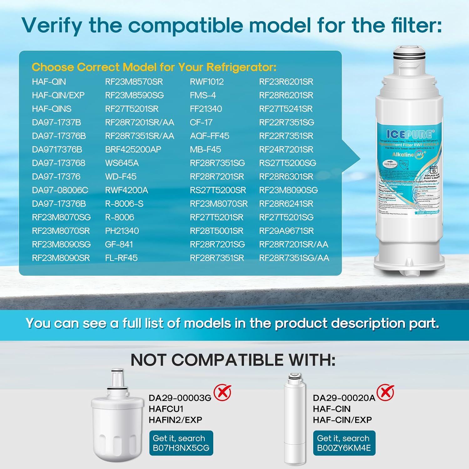 Thumbnail 1 de ICEPURE RWF4200A-AL Alkaline Refrigerator Water Filter, 4-Pack
