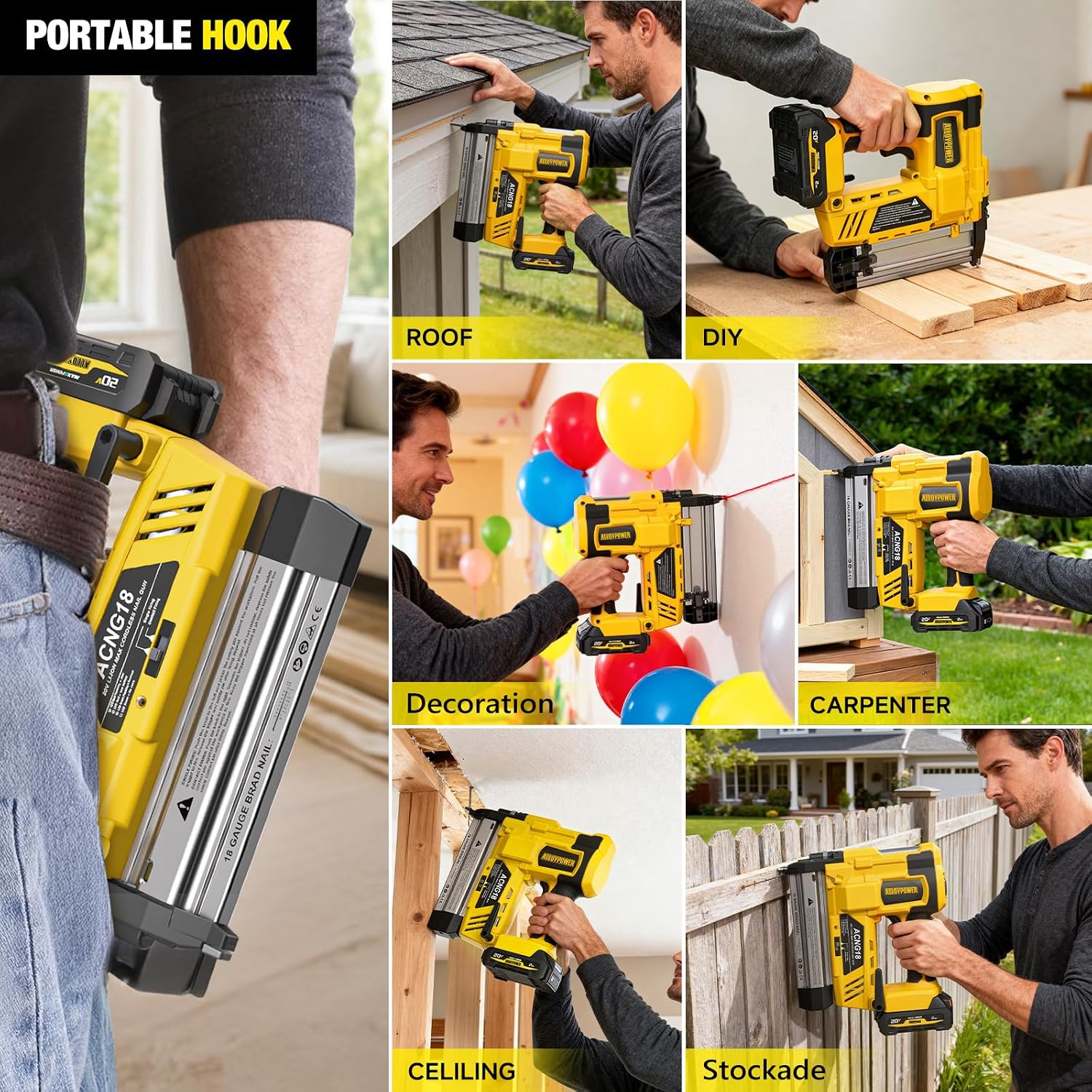 Thumbnail 6 de ALLOY POWER 20V Cordless 18-Gauge Brad Nailer with Dual Firing Modes
