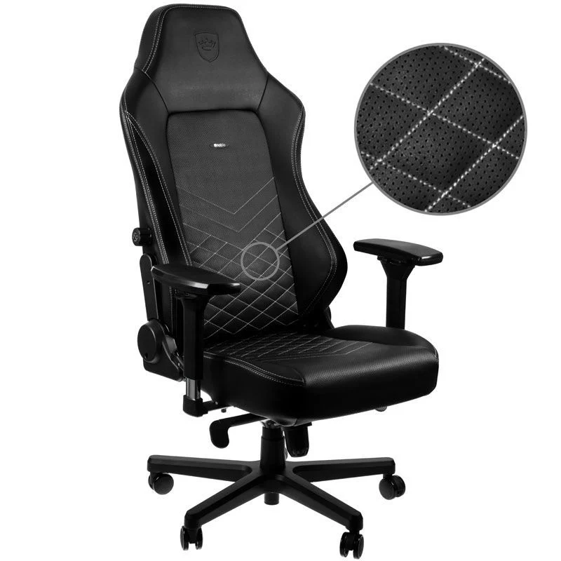 Thumbnail 3 de noblechairs Hero Silla Gaming de Cuero PU Negra/Blanca con soporte lumbar ajustable