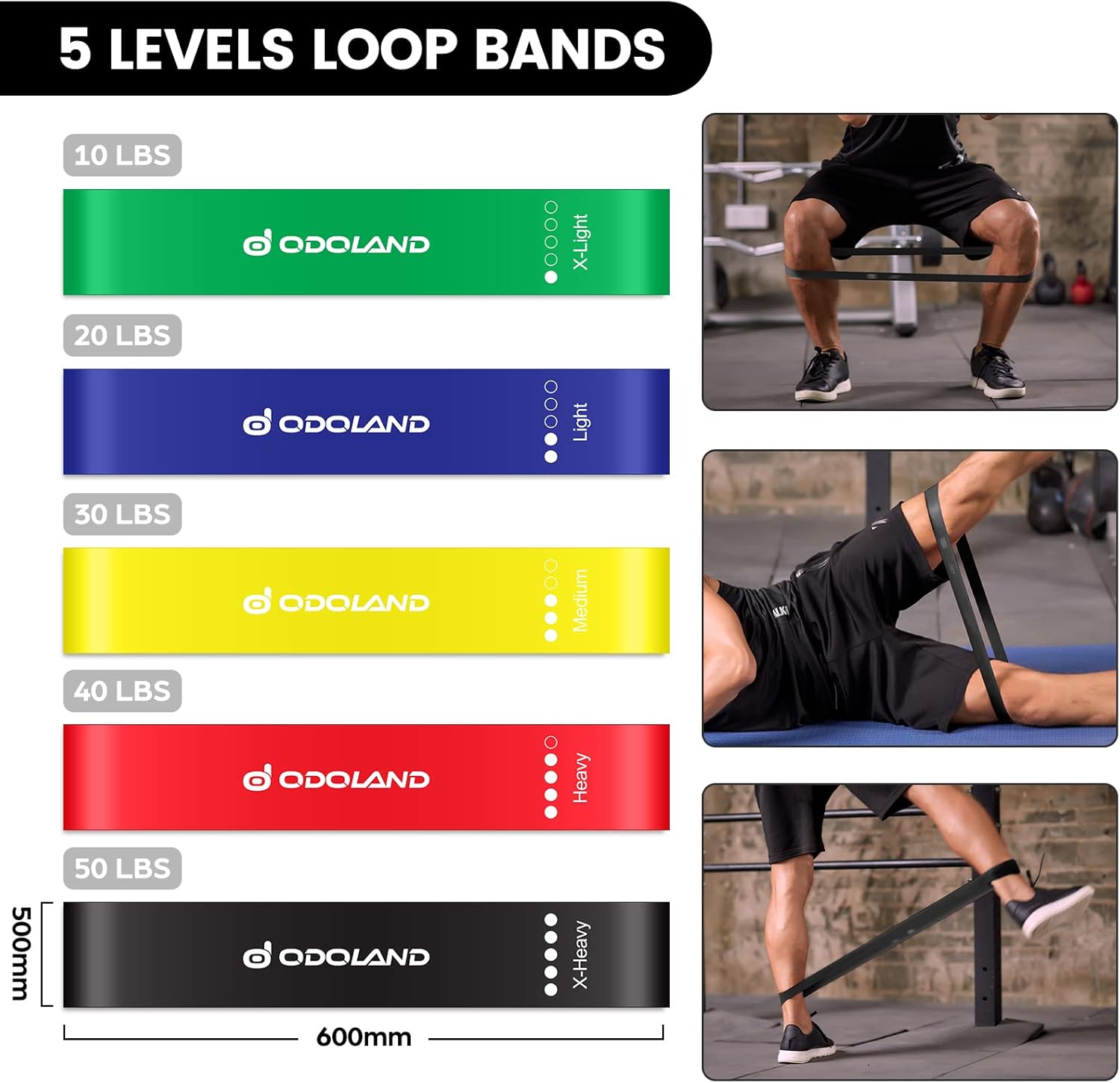 Thumbnail 3 de Odoland Élastiques de Musculation - Set Bandes d’Exercice (Kit 5 tubes + 4 bandes) avec Accessoires